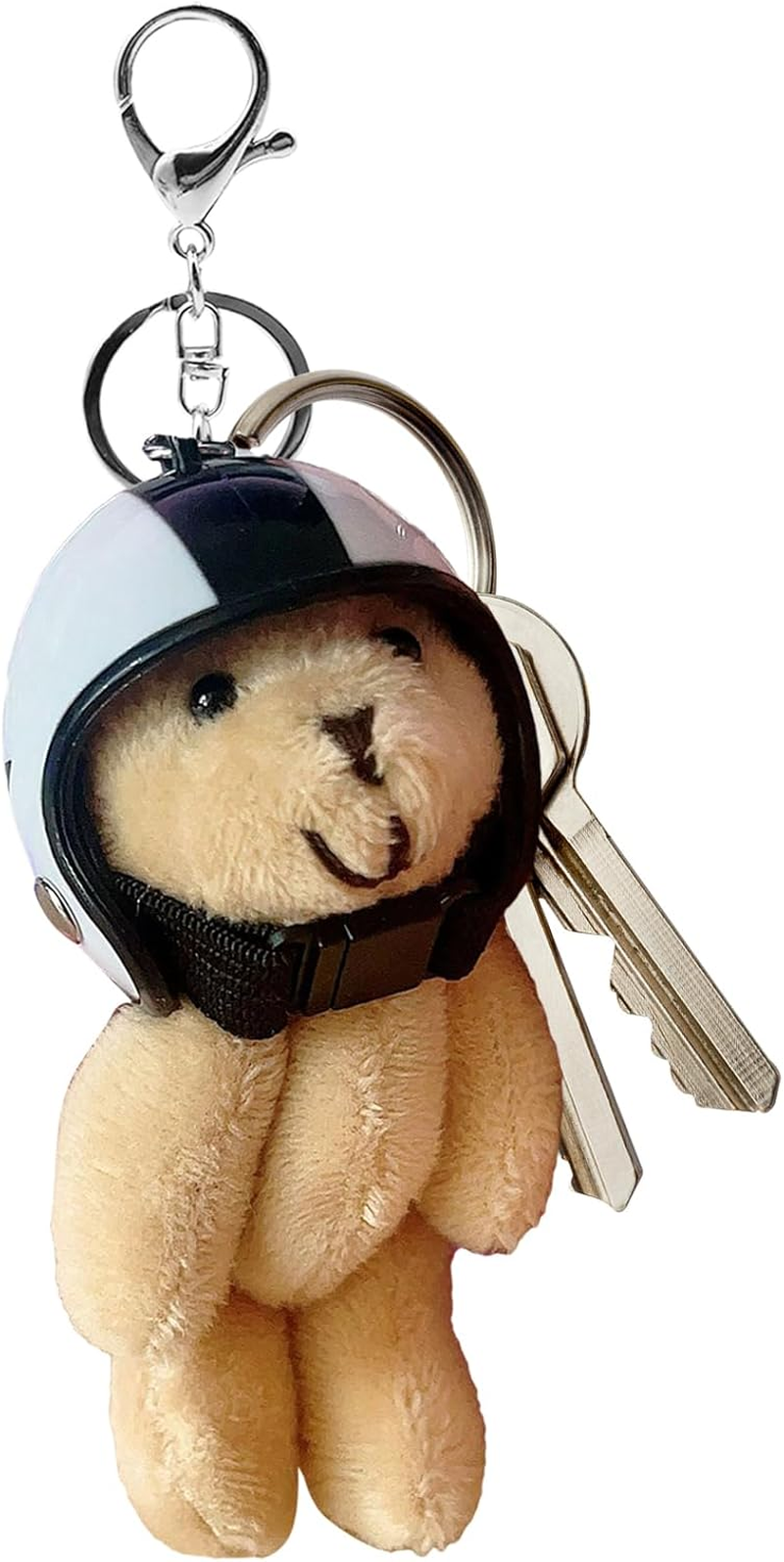 Yorajuy Bear Charm, Helmeted Bear Plush Keychains for Backpacks, Animal Keyring, Key Chain for Schoolbag Travel Wallet Purse Women Backpack