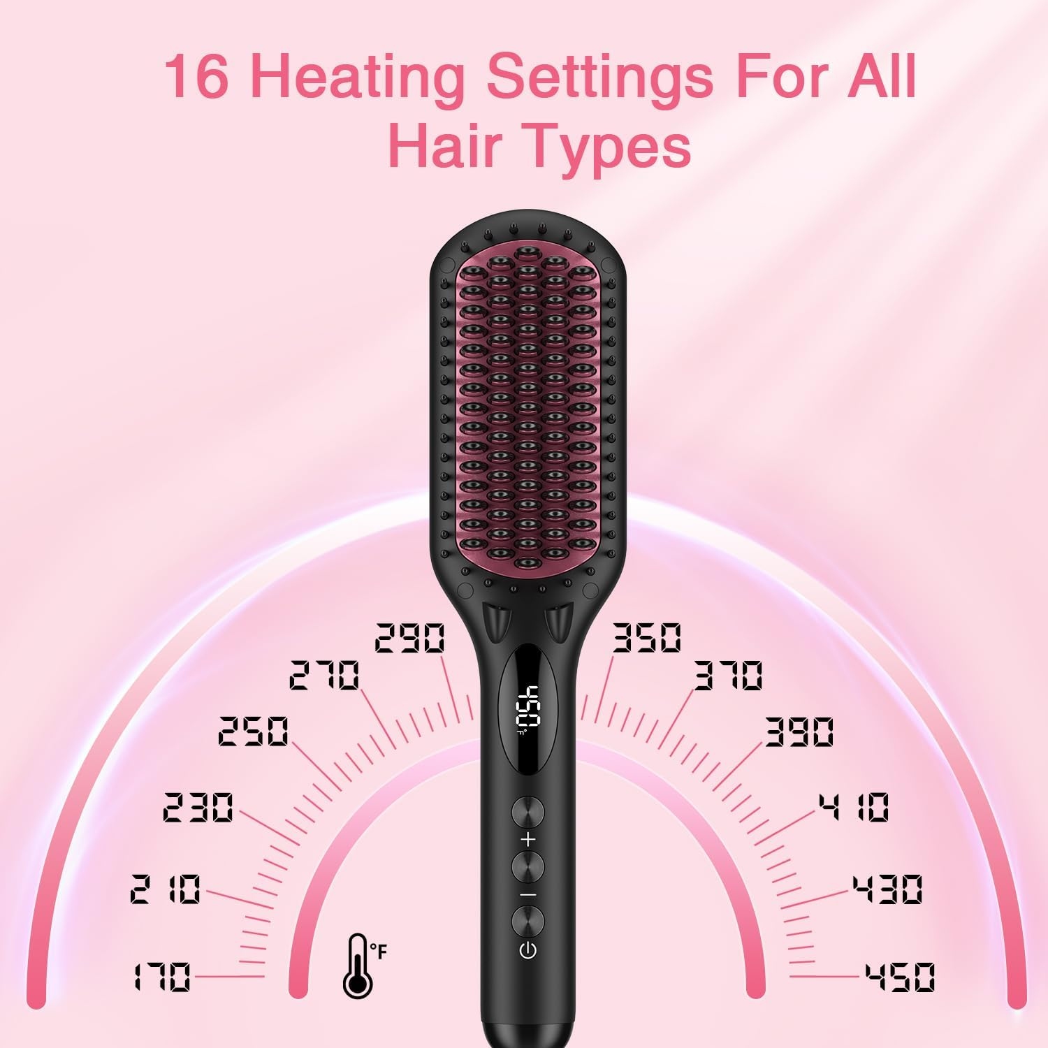Miropure 2 in 1 Ionic Hair Straightener Brush with Heat Resistant Glove and Temperature Lock Function (Black) image number 1