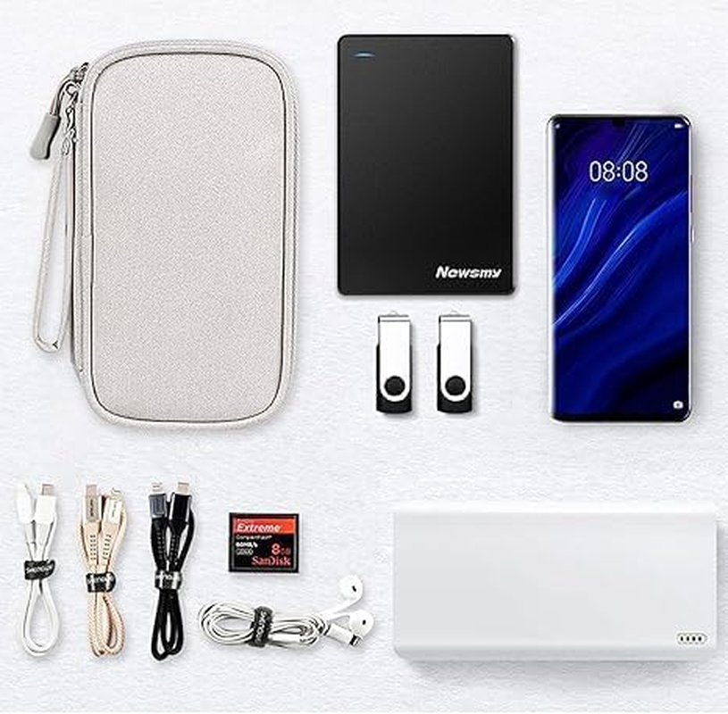 Electronics Organizer Bag Pouch Cable Charger Case Travel Shockproof Cord Carrying Case for Earphone Powerbank USB Hard Drive SD Card (Grey) image number 6