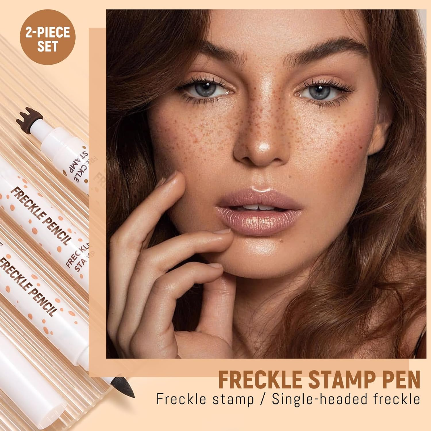 Noerrors 2 Colours Freckle Stamp Pen, Dual Ended 2 in 1 Artificial Freckle Marker Waterproof Quick Drying Eyeliner for Natural Sun Kiss Makeup, Light Brown & Dark Brown image number 2