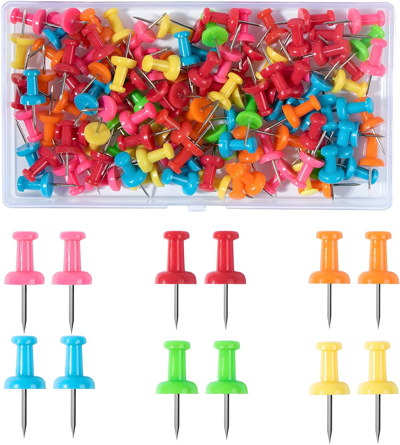 VAPKER Push Pins Tacks 120Pcs Solid Green Thumb Tacks Larger Size Pin Map Tacks Plastic Head with Steel Point for Bulletin Board