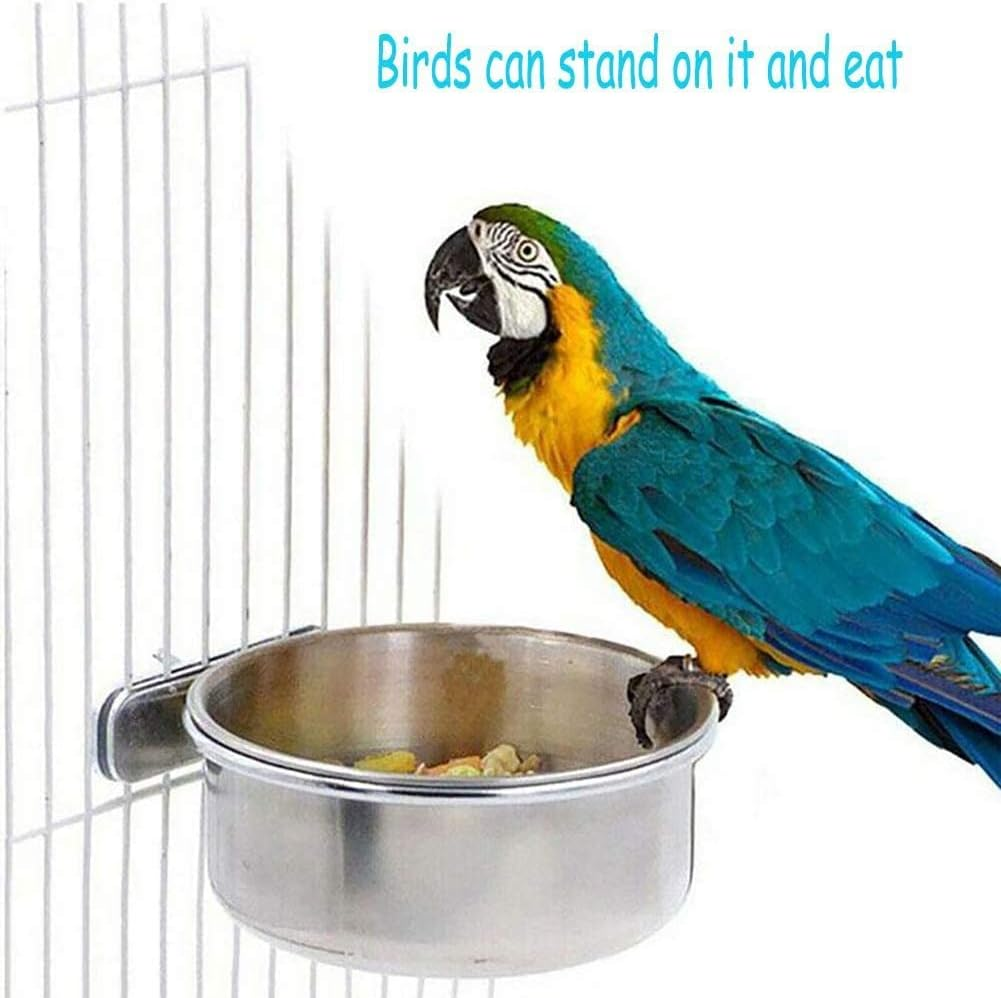 2 Pieces Stainless Steel Bird Bowl Food Bowl Feeding Cup Hanging Cage Feeder for Seeds for Bird Parrots (10 Cm) image number 6
