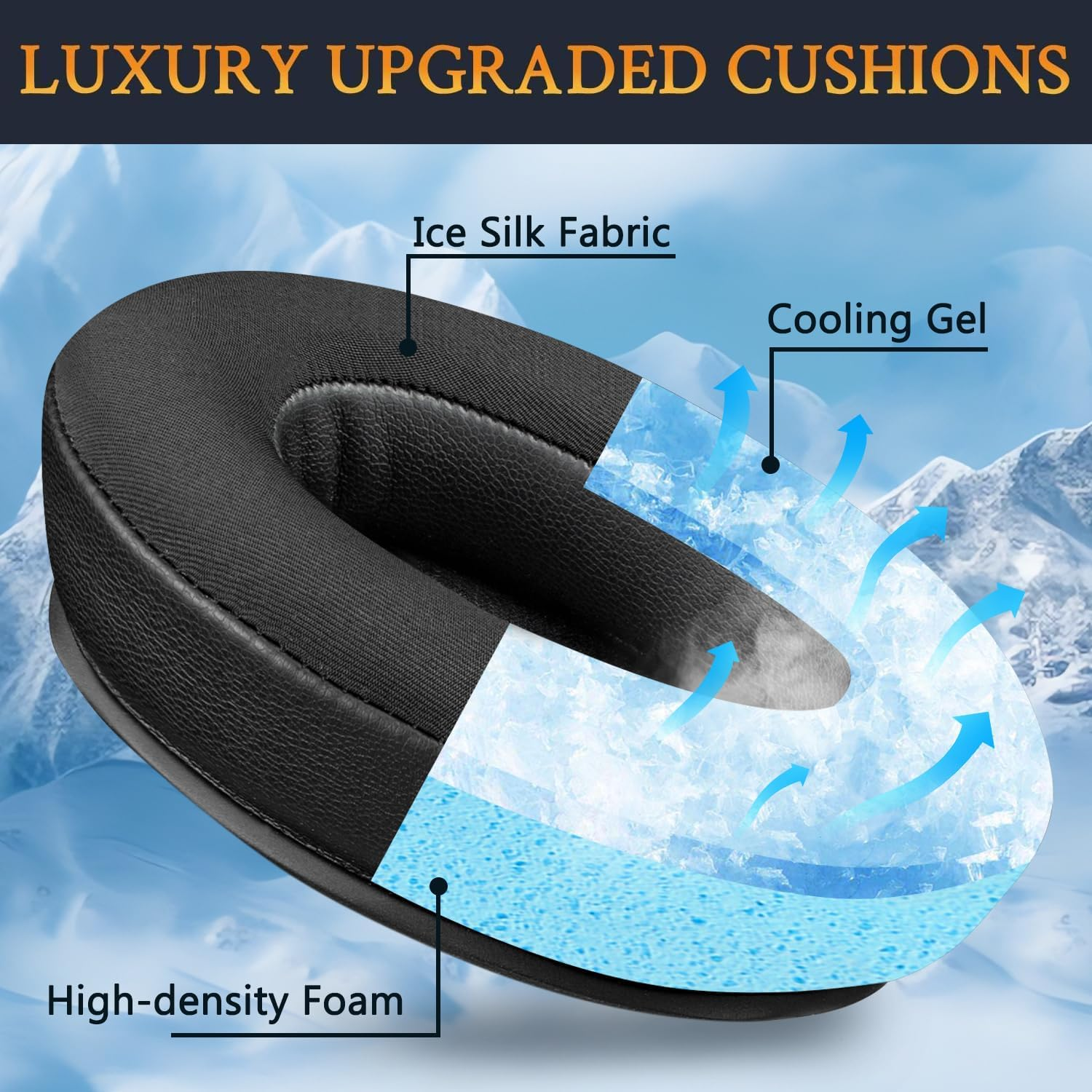 SOULWIT Cooling Gel Earpads Replacement for Sennheiser Hd280/Hd280-13/Hd280-Pro/Hd281/Hmd280/Hmd280 Pro/Hmd280-13/Hmd281/Hmd281 Pro Headphones, Ear Pads Cushions with Noise Isolation Foam - Black image number 5