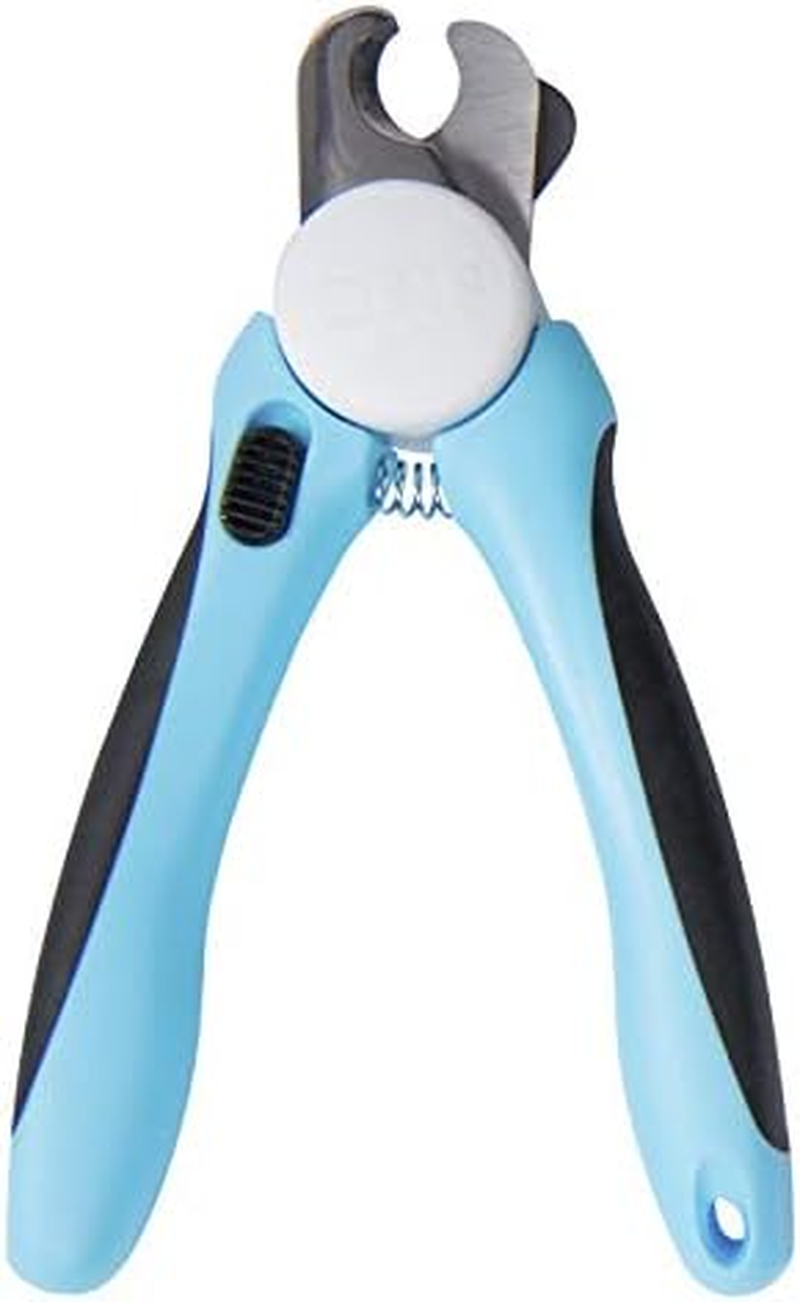 Bodiiwuliu Pet Nail Scissors, Claw Scissors for Dogs with Protection, Cat Claw Pliers Cutter (Blue M)