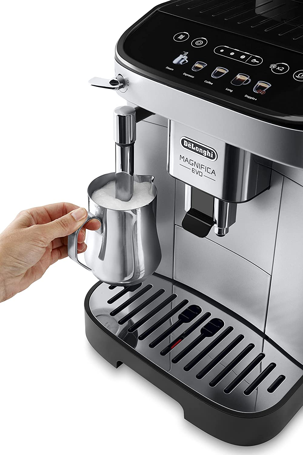 De'Longhi Magnifica Evo, Fully Automatic Coffee and Cappuccino Machine, 5 Recipes, ECAM290.​31.​SB, Silver & Black image number 1