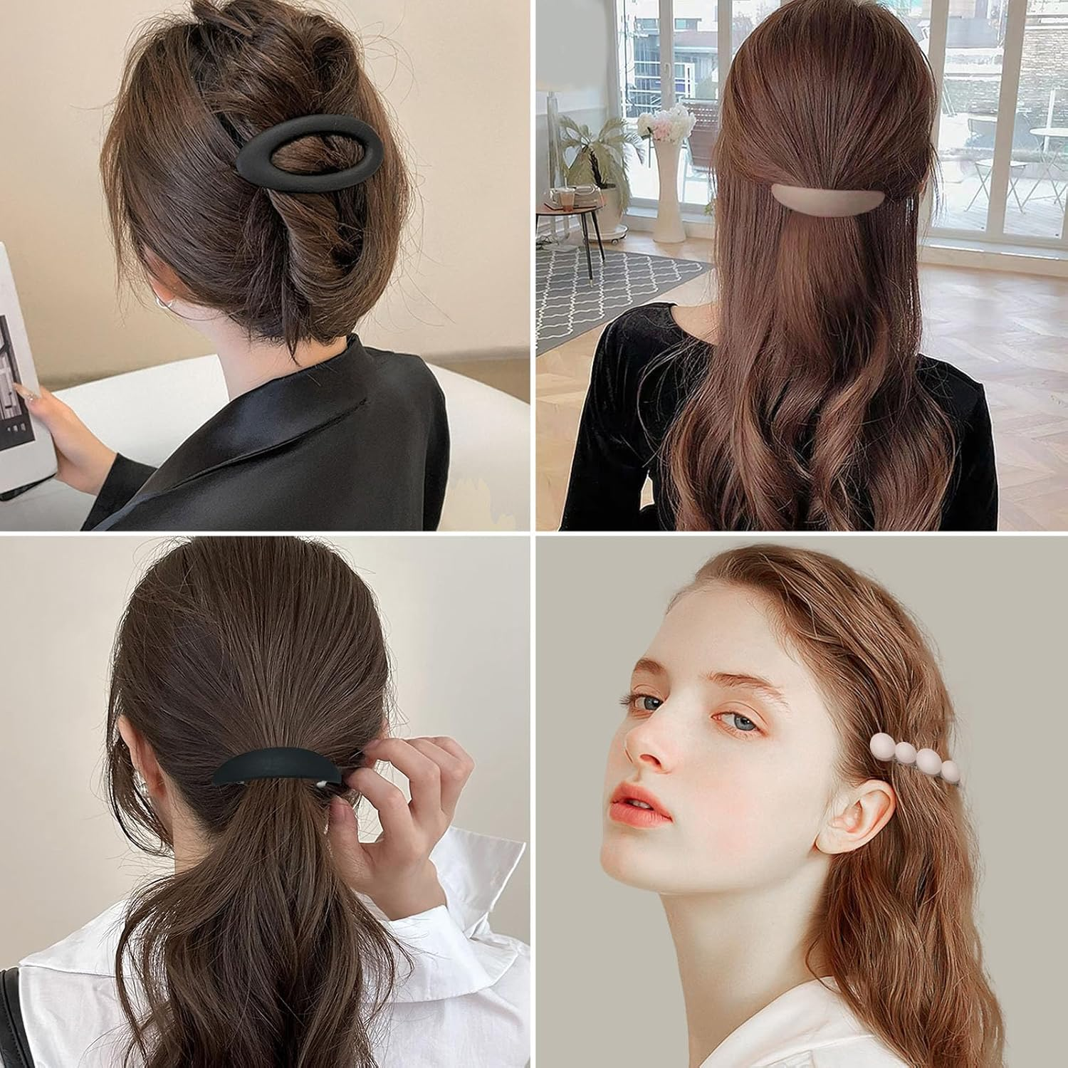 ZOCONE Pack of 6 Women'S French Hair Clips Ellipse Classic Automatic Hair Clips for Hair Clips Women'S Thin Thick Hair (3 Matte Styles) image number 3