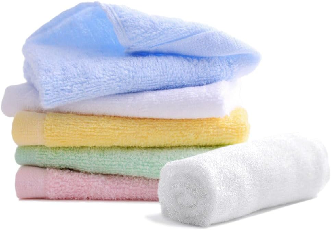 6 Pack 12 X 12 Inch Flannel Face Cloths, Face Cloth Towel Bamboo Cotton Absorbent Soft Reusable Facial Cleansing Wash Towel for Baby Kids Adults, Home Spa Beauty