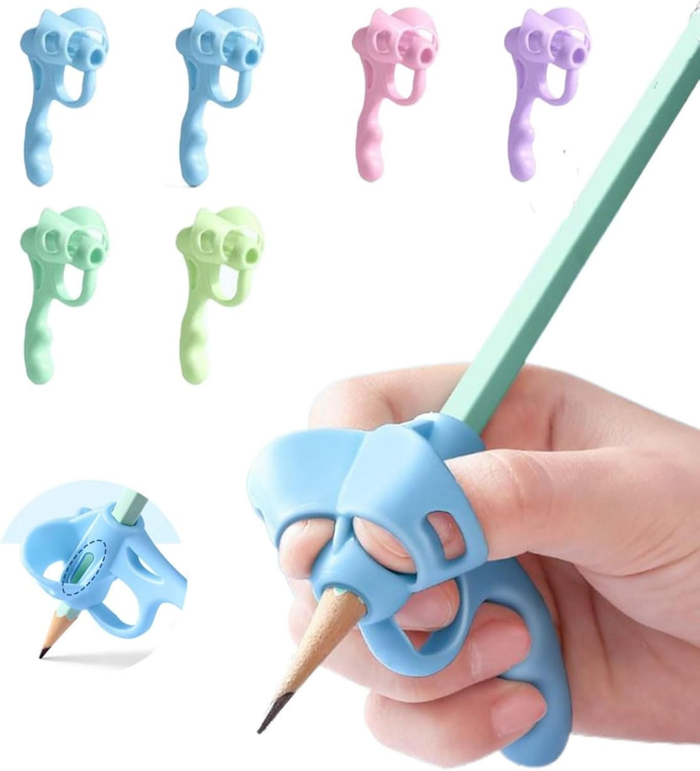 Pencil Holder Original Pencil Holder 6 Pieces, Improve Children'S Writing Skills, Ergonomic Pen Holder for Right- and Left-Handed People, Great for Kids, Toddlers and Adults image number 4