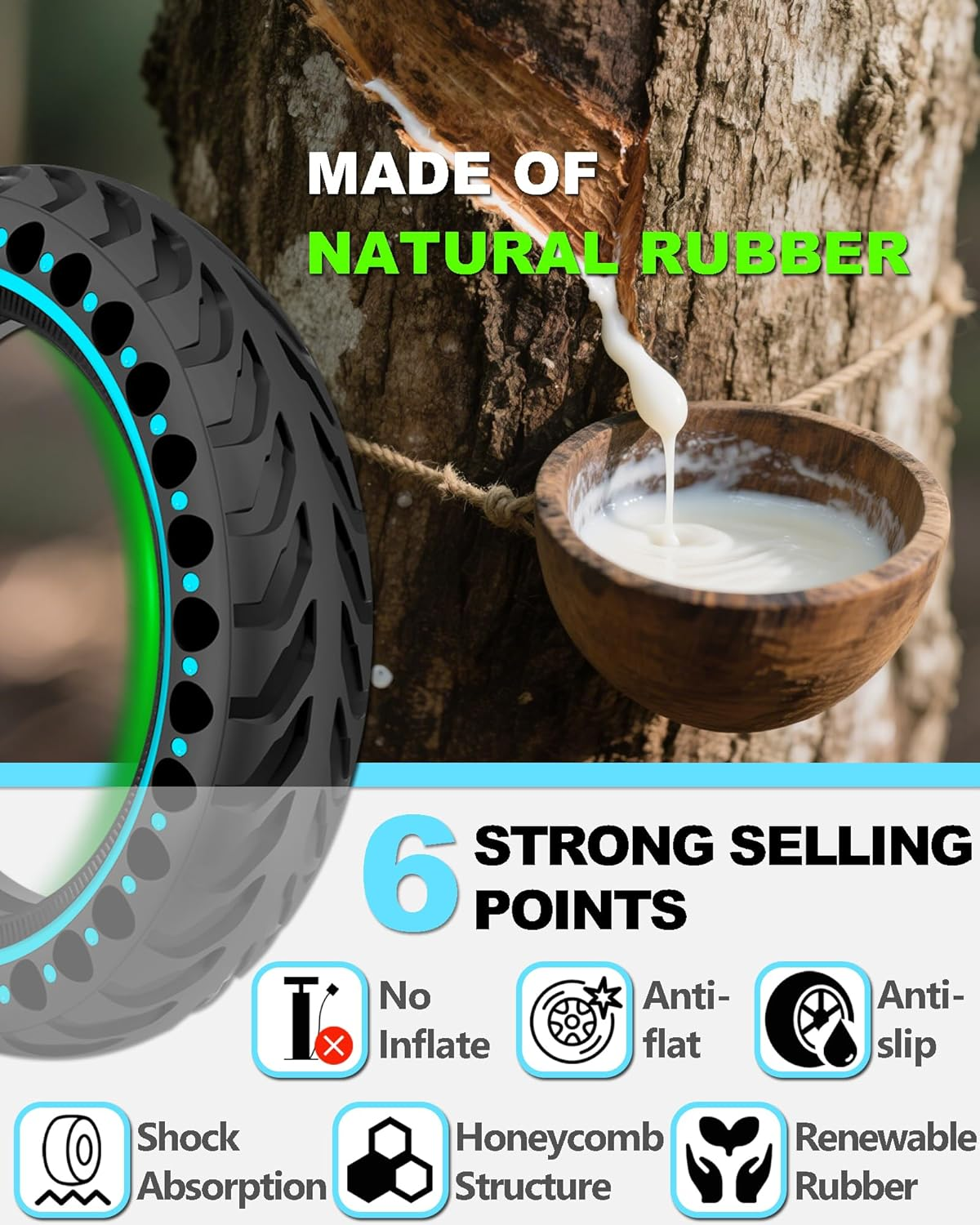 BABEJIA Pack of 2 50/75-6.1 E Scooter Tyres, 8.5 Inch Solid Rubber E-Scooter Tyres for Xiaomi 3 Lite/3/Pro 2/1S/M365 image number 1