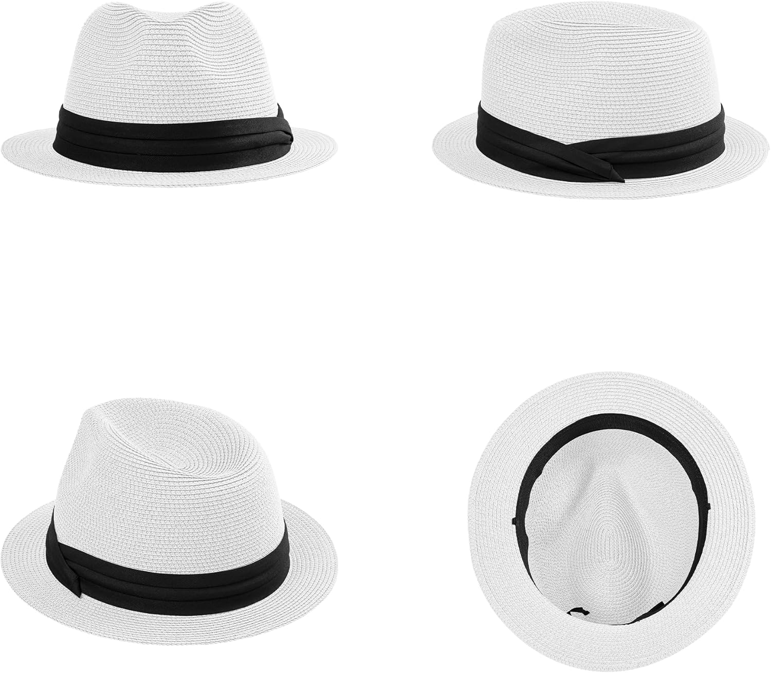 Panama Hat Straw Fedora Hat for Men Women Packable Short Brim UPF 50+ UV Sun Protection Summer Beach Hat image number 4