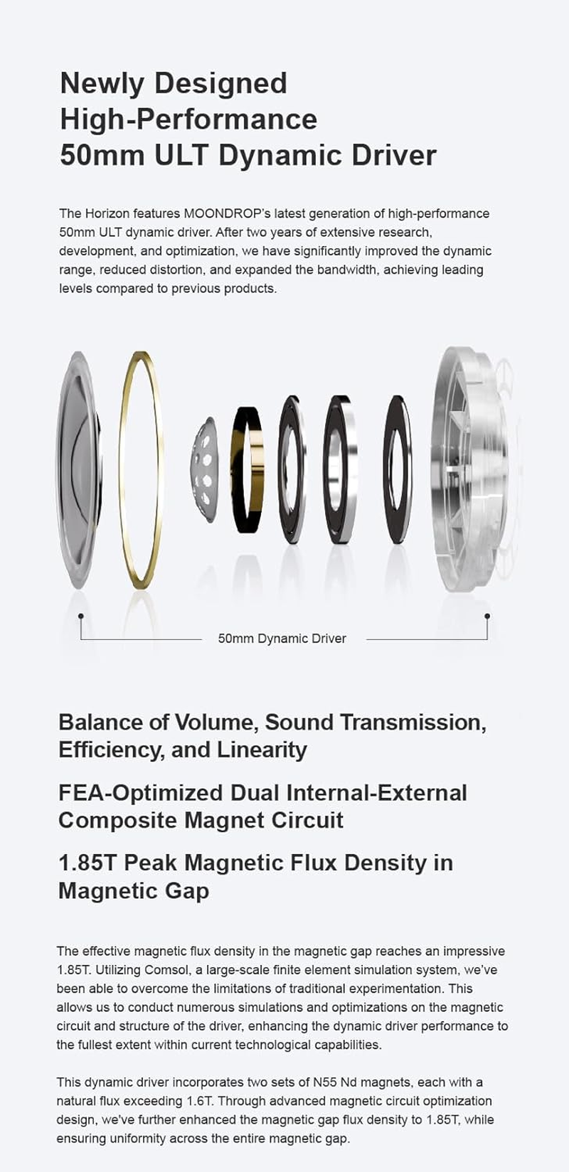 Moondrop Horizon Professional 50Mm Dynamic Driver Over-Ear Headphone 3.5Mm 4.4Mm Plug image number 5