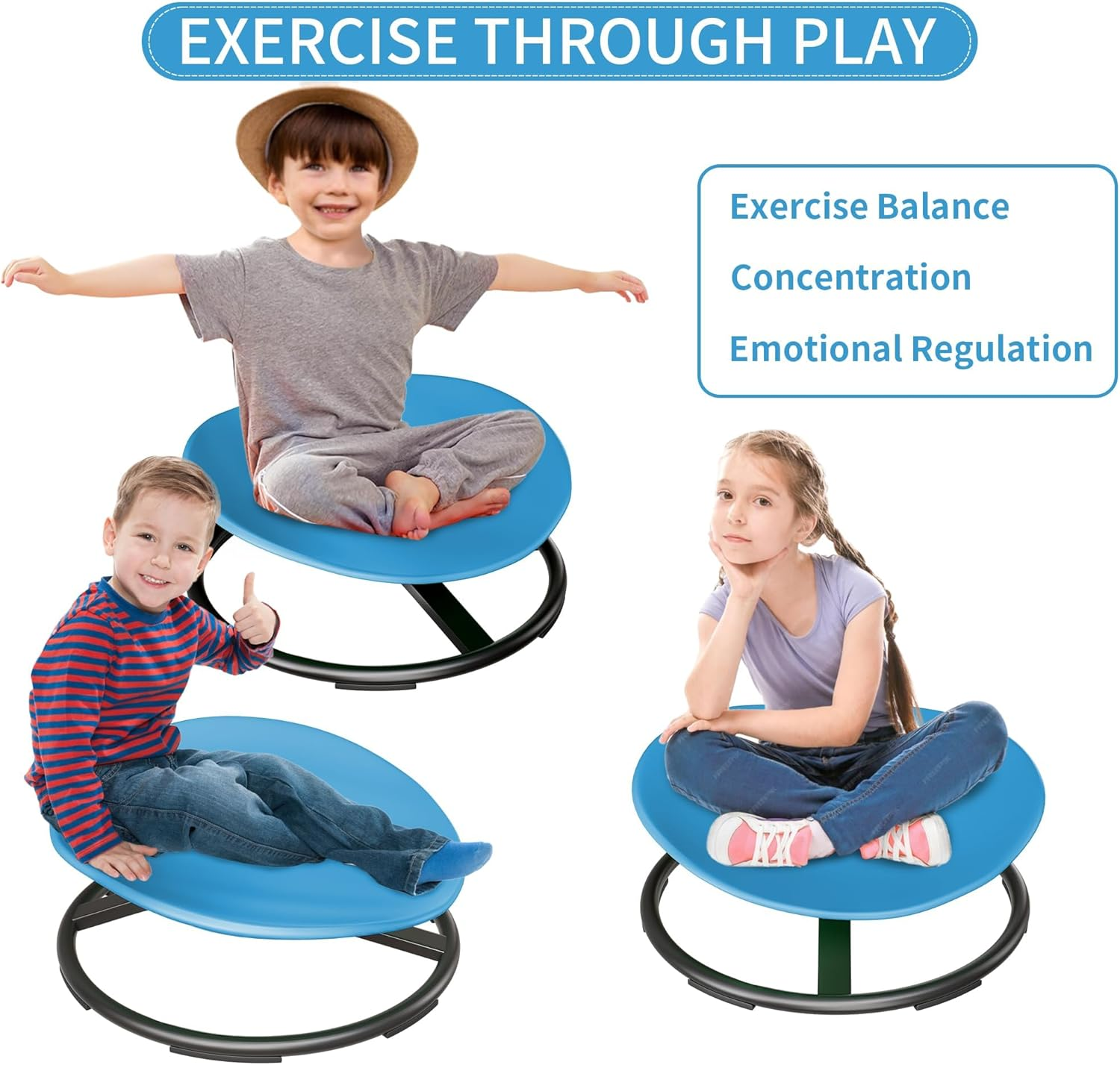 Spinning Chair for Autistic Kids, Autism Sensory Spinning Chair, Kids Sensory Swivel Chair, Toddler Spinning Seat Training Body Coordination and Balance, Upgraded Azure Rounded Shape image number 5