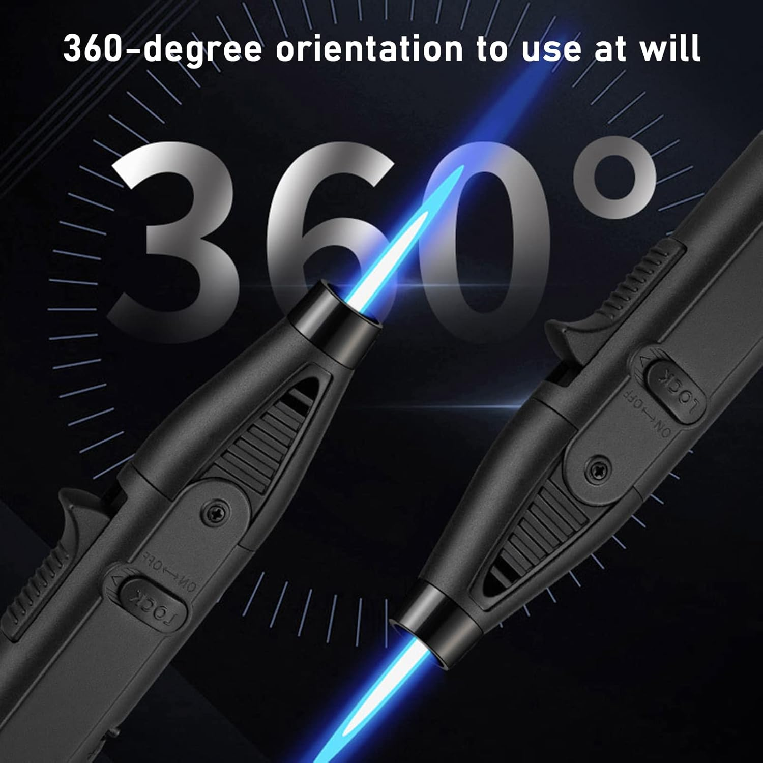 3 Pack of Torch Lighter, Jet Flame Lighter Refillable Butane Gas with Visible Fuel Tank, Windproof with Flame Fixed Lock and Adjustable Flame Lighter for Kitchen,Outdoor,Bbq(Without Butane Gas) image number 4