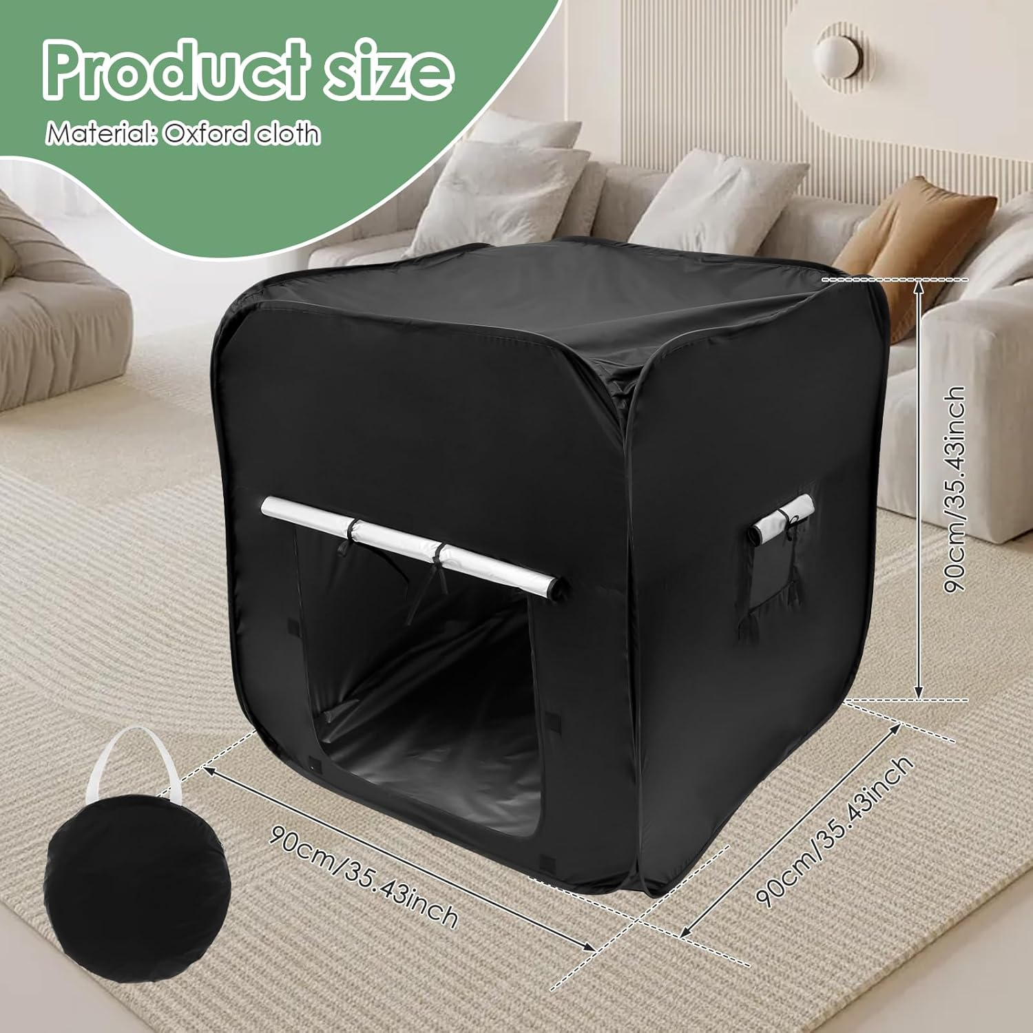 Pop up Black Out Tent, Sensory Calming Hideout, Calming Tent, Portable Foldable Pop up Black Out Tent Lightweight Sensory Calming Hideout Home Calming Tent for Kids Black image number 2