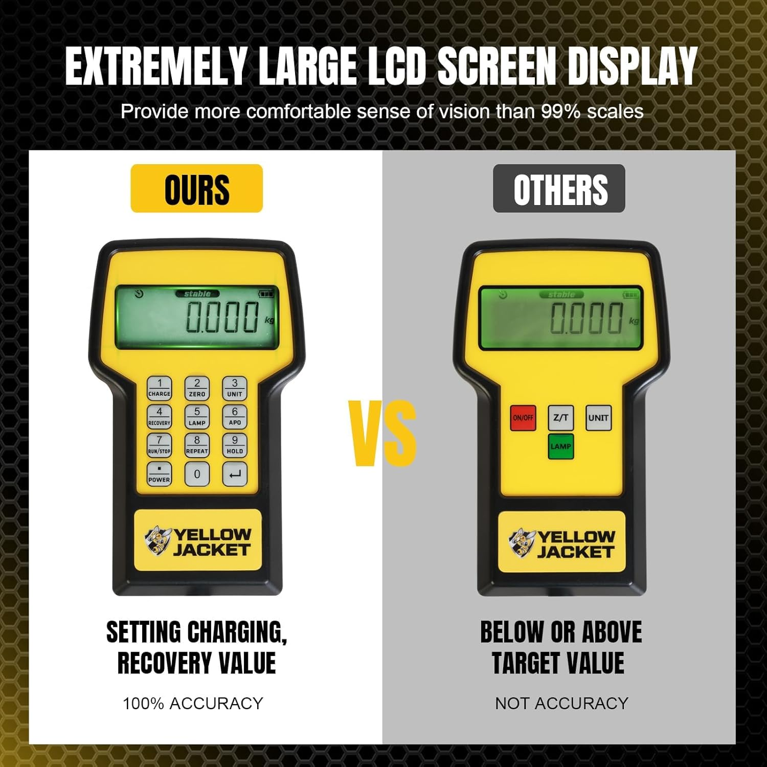 YELLOW JACKET Upgraded Refrigerant Scale 220 LBS High Precision Programmable HVAC Electronic Charging Weight Scale with Portable Case for All Recovery Tanks image number 3