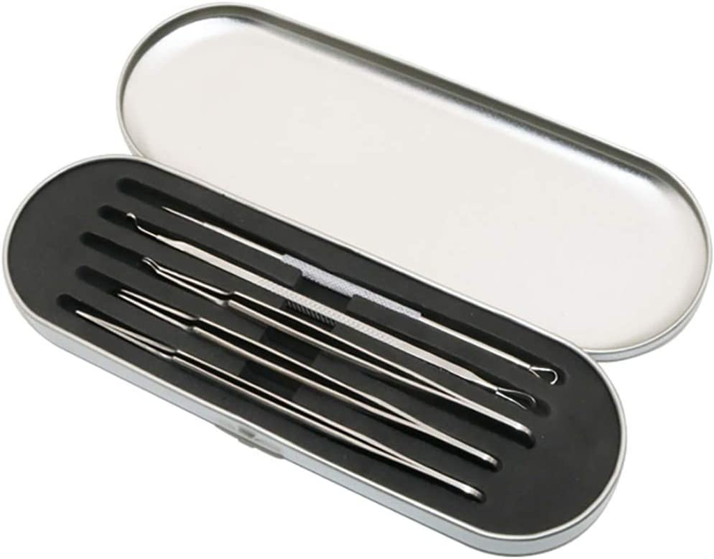 Blackhead Remover Kit - FEITA Blackhead Tweezers Removal Tool Kit Set - Acne Tweezers Pimple Comedone Extractor with Travel Case (5 Pcs) image number 3