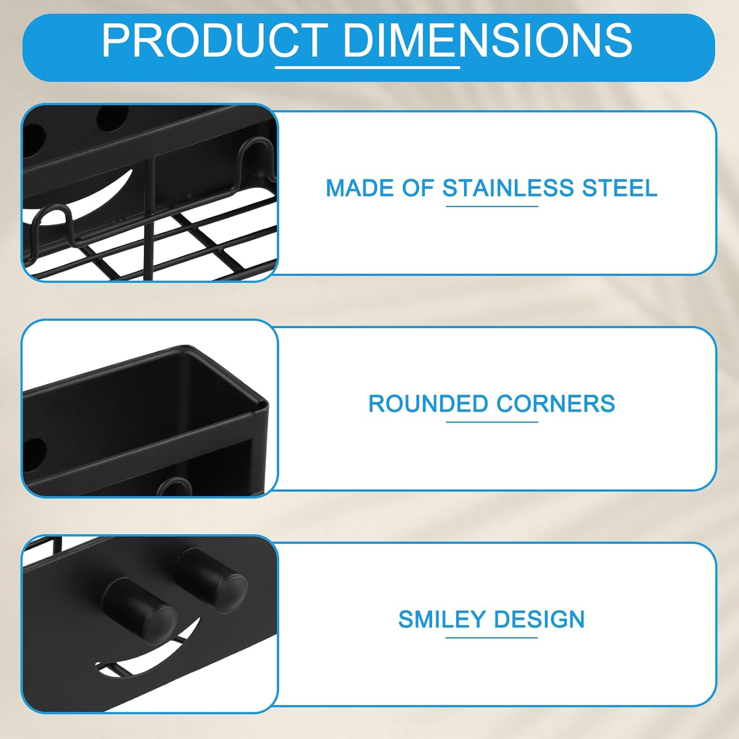 QINGZY Sink Organiser, Smiling Design with Strong Adhesive Hook & 2 Suction Cups, Sink Organiser for Kitchen & Bathroom, Sink Caddy, Sponge Holder, Rustproof, Space-Saving, Wall Mounted image number 1