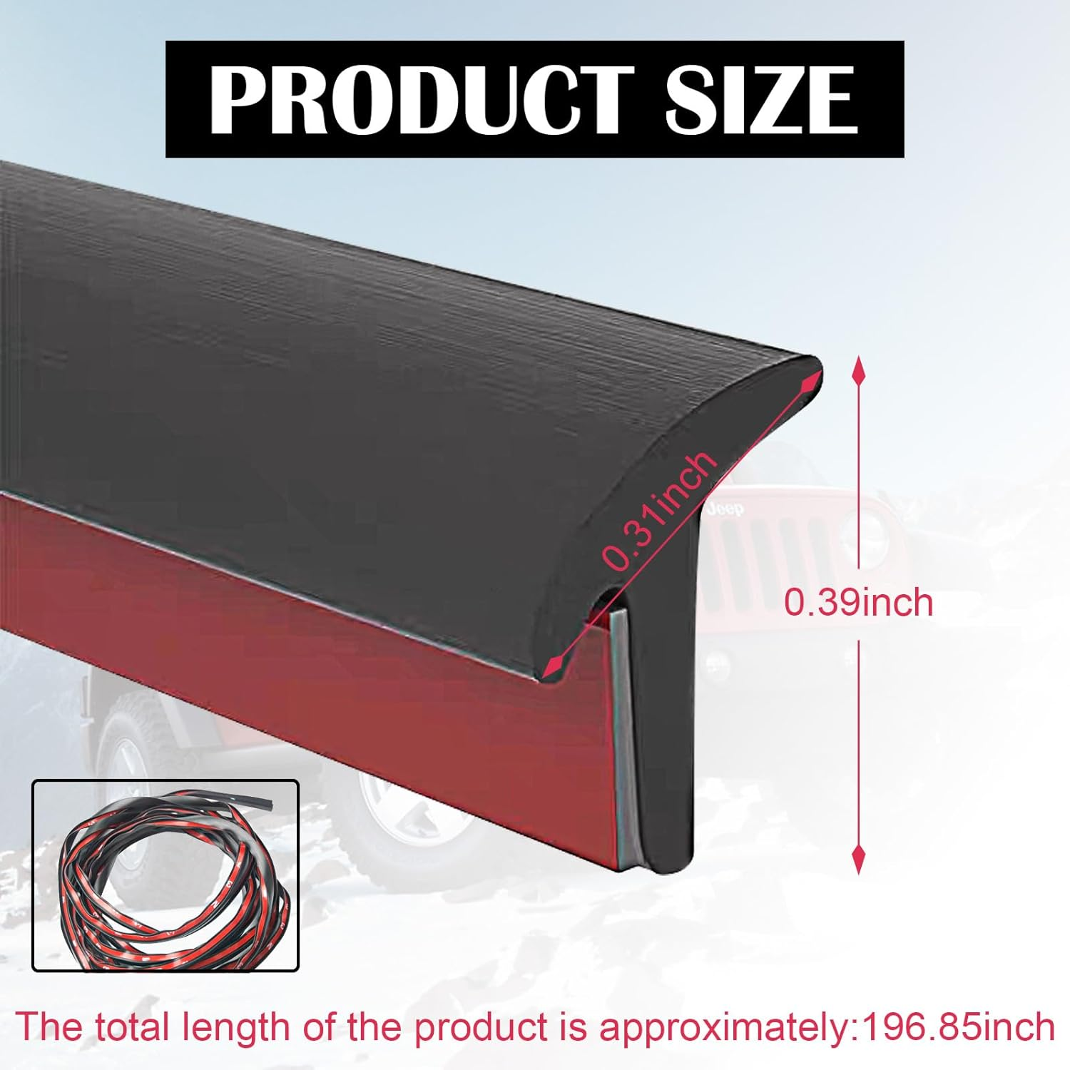 Hawyet 1 PC 16.4 Ft/5 M Auto T Shape Leak Sound Proofing Sealing Strip, Automotive Universal Body Gap Filling Sealing Strip, T-Type Ethylene Propylene Rubber Edge Protector Trim (Black #8 X 10Mm) image number 3