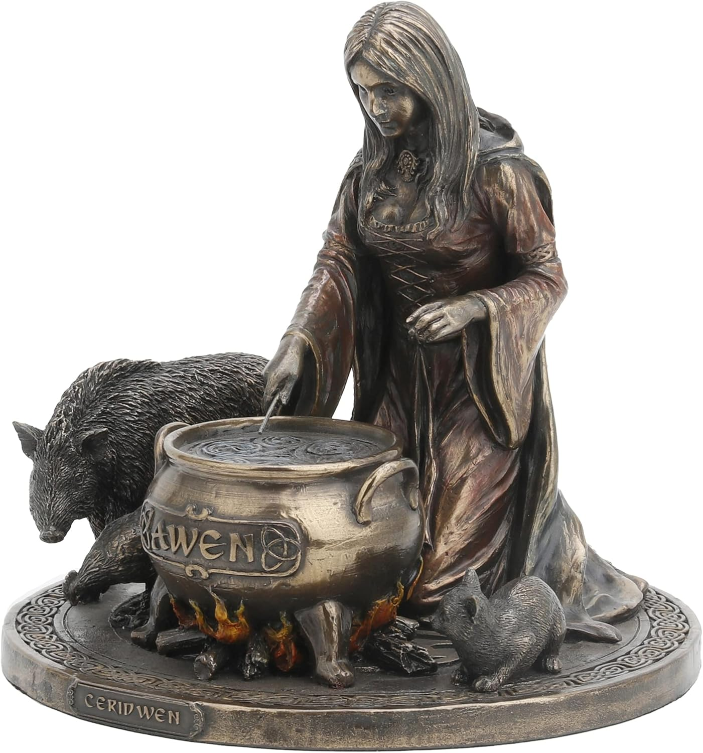 Veronese Design Resin Statues Norse God Odin on Throne with Wolves Bronze Finished Statue 7 X 10.25 X 4.75 Inches Bronze