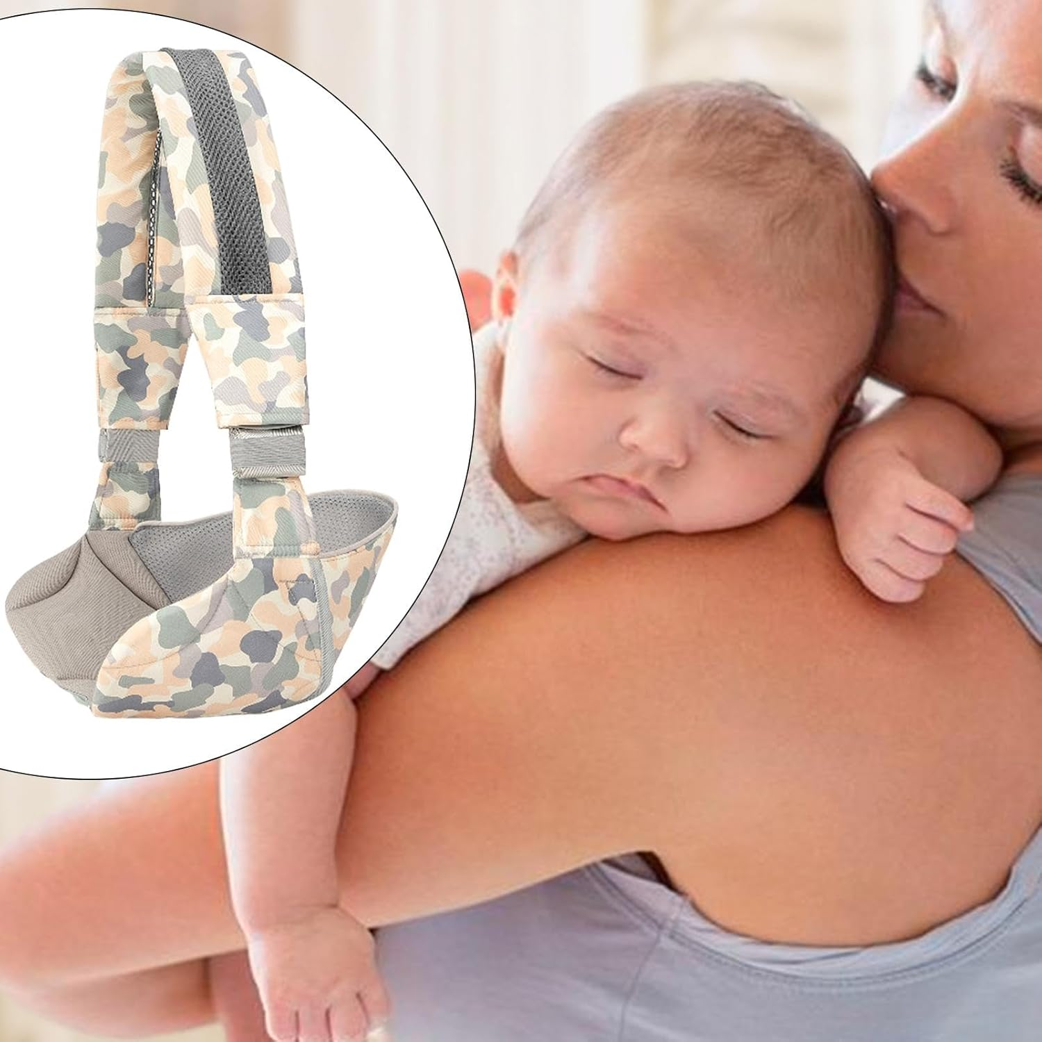 Misaakoeq Baby Holder Carrier | 1 Shoulder Toddler Carrier,Adjustable Baby Carrier Sling, Ergonomic Baby Hip Seat Carrier with Adjustable Patterned Strap for 20 Kg Baby - Geometry image number 2