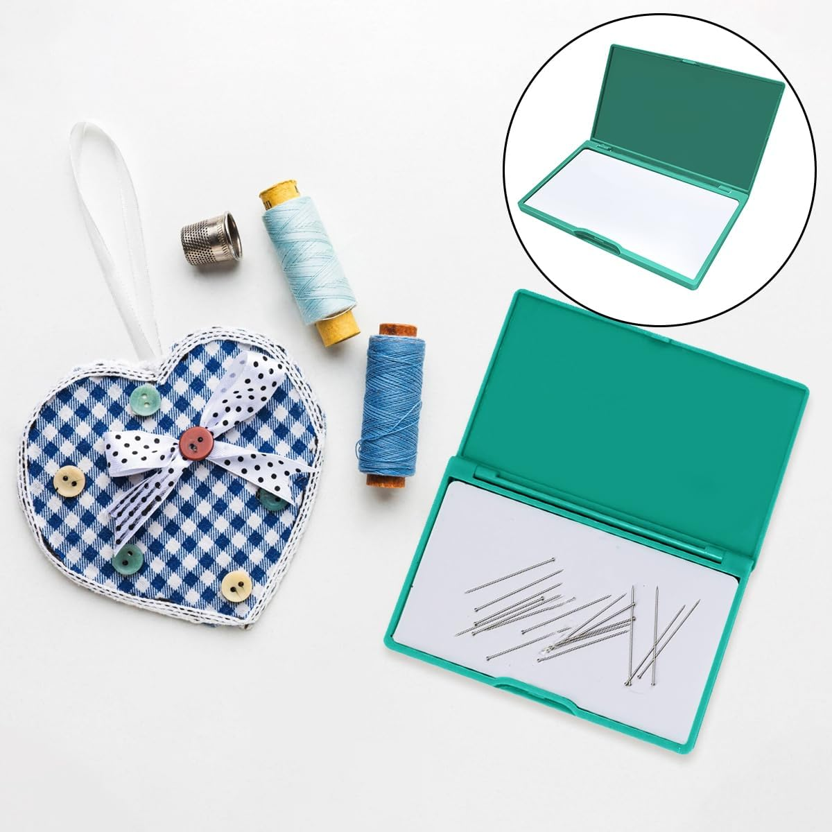 WELANE Magnetic Needle Storage Case, Green Magnetic Box Sewing Kit for Storing Small Metal Objects, Sewing Needles, Push Pins (11 X 6.7Cm/4.3 X 2.6In) image number 6