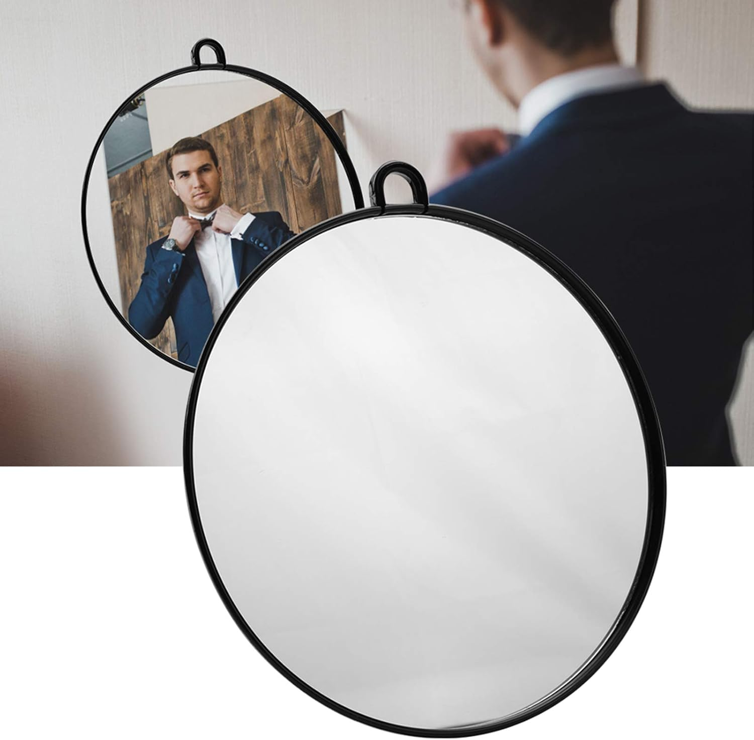 Hand Held round Mirror with Handle, Ideal Choice for Personal and Hair Salon Use, Can Be Held or Mount on the Wall image number 3