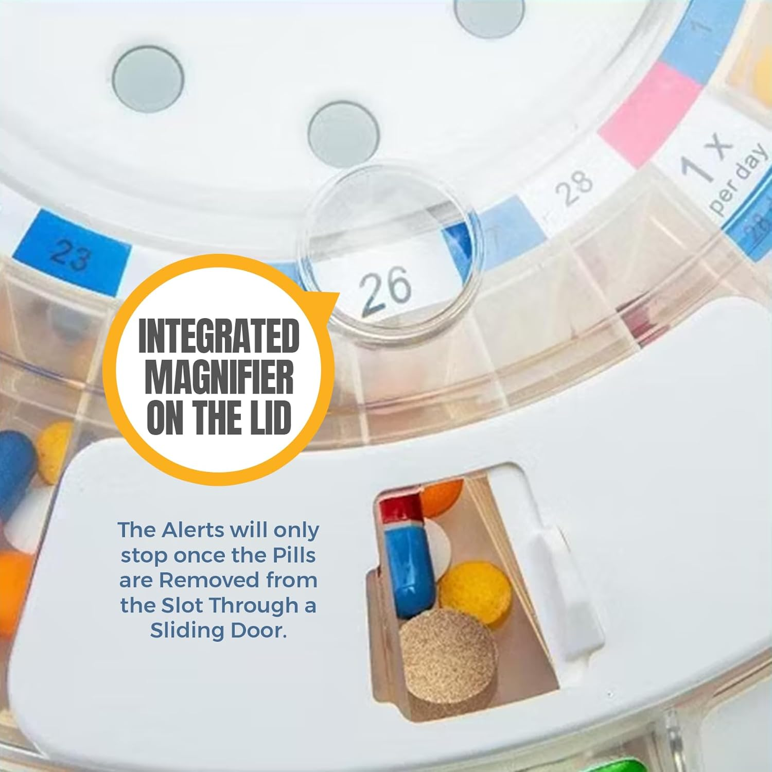 Automatic Pill Dispenser with 28-Day Electronic Medication Organizer - Lockable Key Pill Container with LCD Display, Light and Sound Reminder Alarm for Scheduled Medication for Seniors and Elderly image number 4