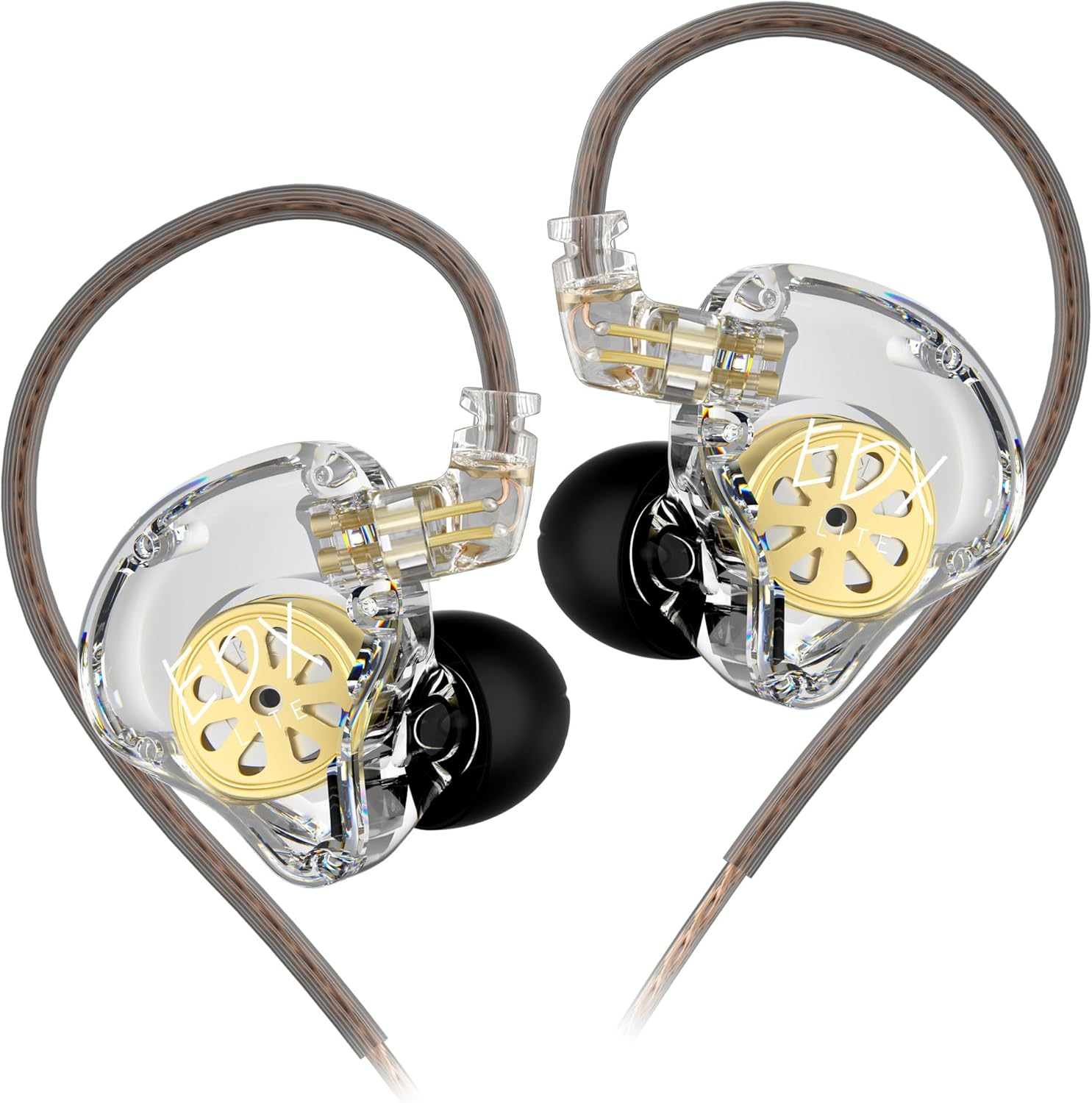 KZ EDX Lite IEM Headphones, Super-Linear Dynamic Driver Unit Wired Earphones, in Ear Monitors 1DD Deep Bass Gaming Earbuds with Removable C Pin IEM Cables for Running (Without Mic, Clear) image number 6