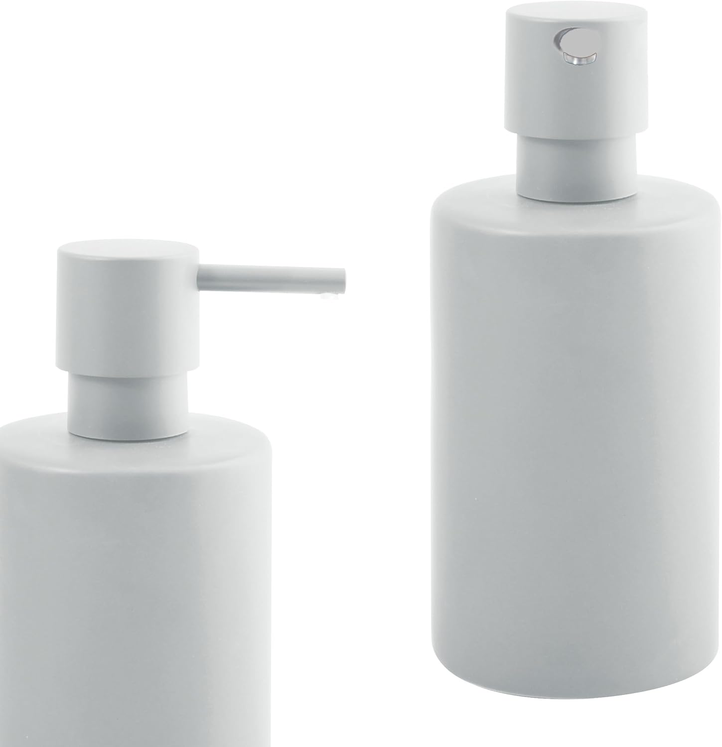 Spirella Soap Dispenser Tube, with Stainless Steel Pump, Liquid Soap Dispenser, Porcelain, 300 Ml, Long-Lasting and Robust, Matt White, White - Blue image number 6