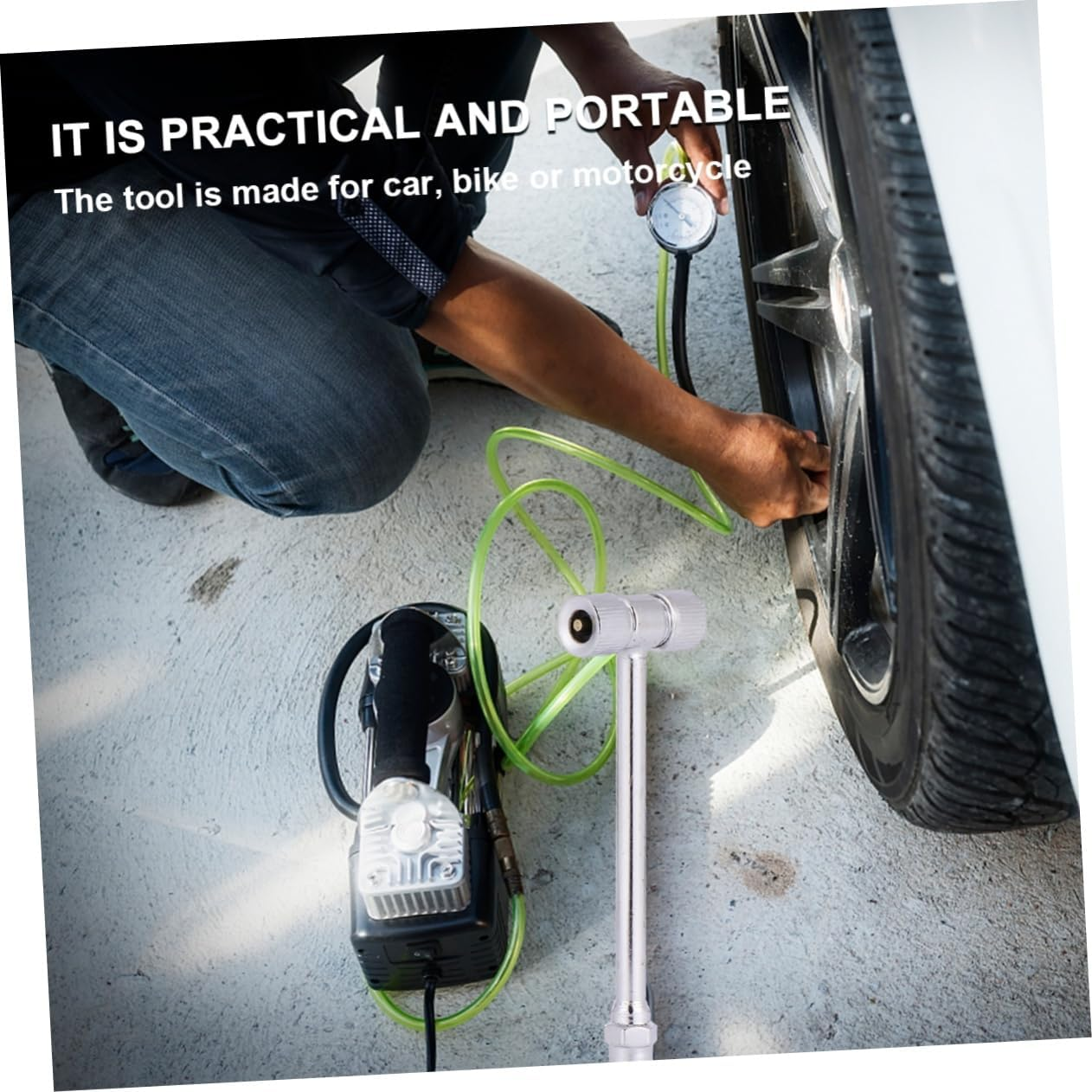 SOPOTUTU Multifunctional Tire Inflator Nozzle Adapter, Car and Bike Wheel Extension Connector, Portable Air Pump Inflation Head for Automotive and Motorcycle Use image number 3