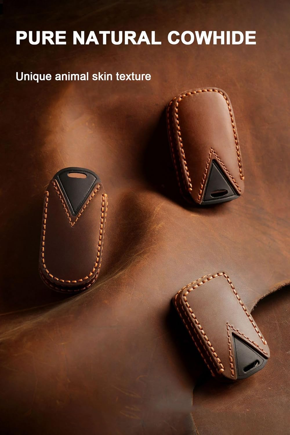 Ontto Cowhide Car Key Cover Fit for Changan Deepal S7 SL03 S07 G318 Unit UNIK CS35 plus CS55 plus CS75 Key Holder Leather Case Keyring Keychain Smart Shell Protector Accessories 4 Buttons Blue