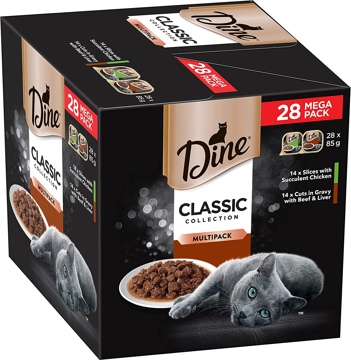 Dine Classic Collection Cuts in Gravy with Beef and Liver Wet Cat Food, 85 G (Pack of 28) image number 1