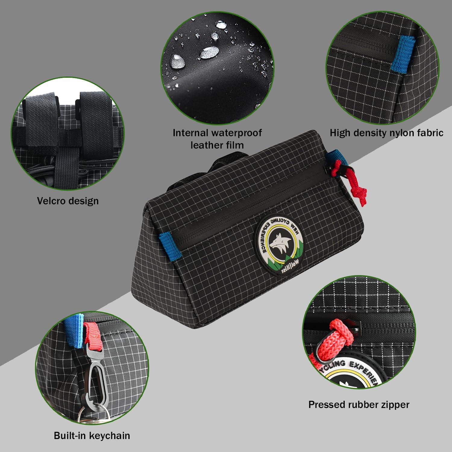 Bike Handlebar Bag, Kids Bicycle Front Basket Pack,Waterproof Bikes Bag,Small Bicycle Handle Bar Bag for Boys Girls Men Women (Black) image number 5