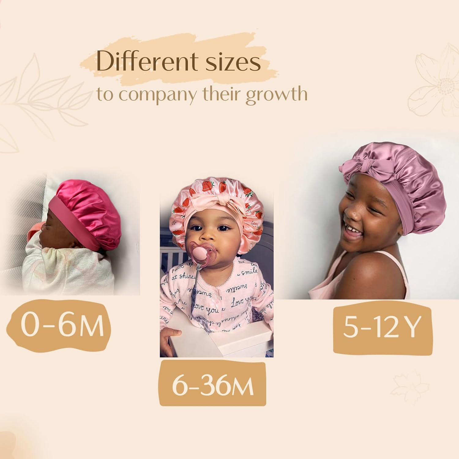 Satin Bonnet Sleep Cap for Black Women - Adjutable Silk Bonnet for Curly Hair image number 1