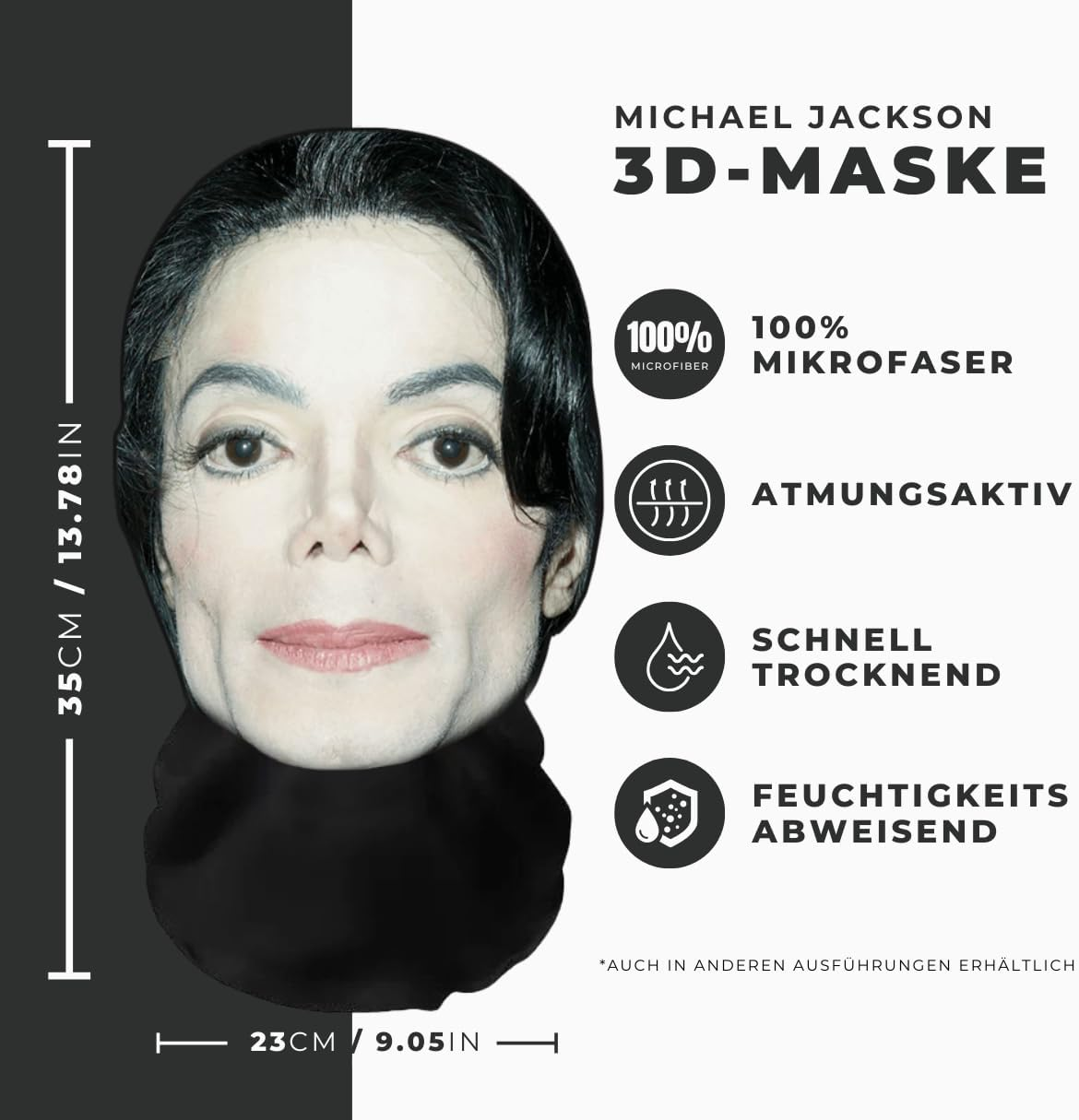 Realistic Michael Jackson 3D Print Full Face Mask - Breathable, Lightweight & Comfortable, Ideal for Cosplay, Parties, Halloween, Carnival & Events King of Pop image number 6