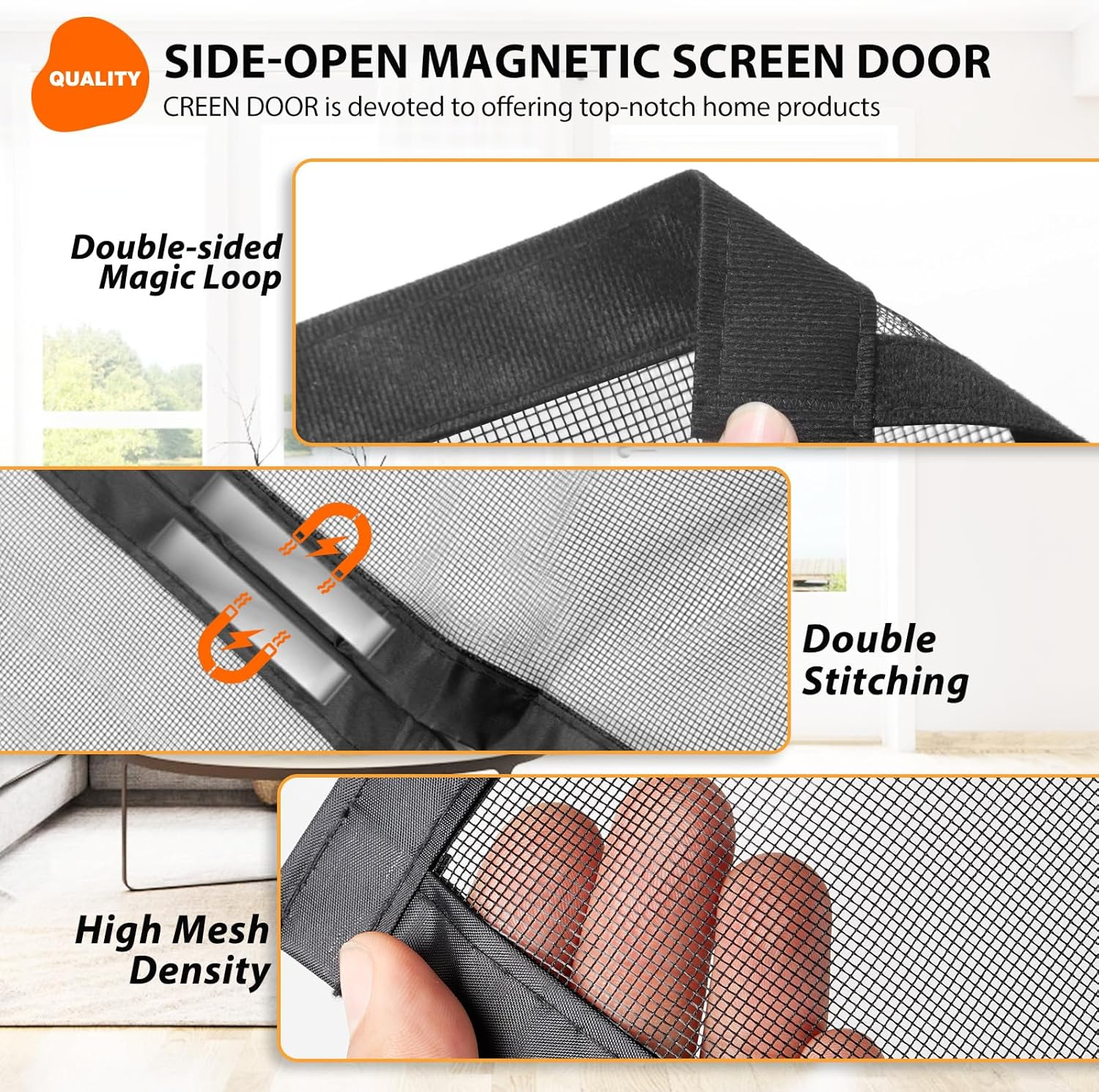 Screen Door Fly Screen Door, 80 X 230 Cm, Reversible Fly Screen Balcony Door with Left/Right Opening, Easy Access, Insect Protection - Black image number 6