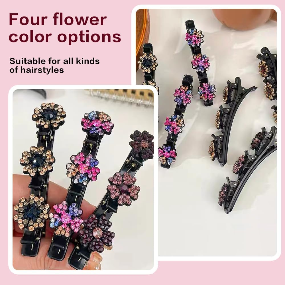 XFSRG Pack of 4 Flower Hair Clips Women'S Acrylic Hair Accessories Sparkling Hair Clips for Elegant Hairstyles and Stylish Occasions (Multi-Colour) image number 6