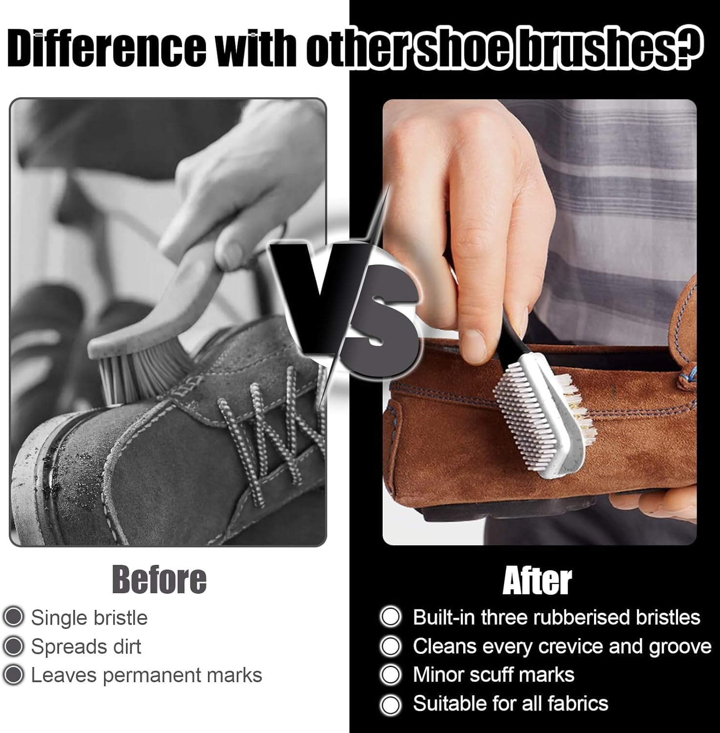 Suede Brush Kit, 4-Sided Suede Cleaning Brush with Eraser, Cleaner Brush for Boots, Jackets, Shoes, Furniture image number 5