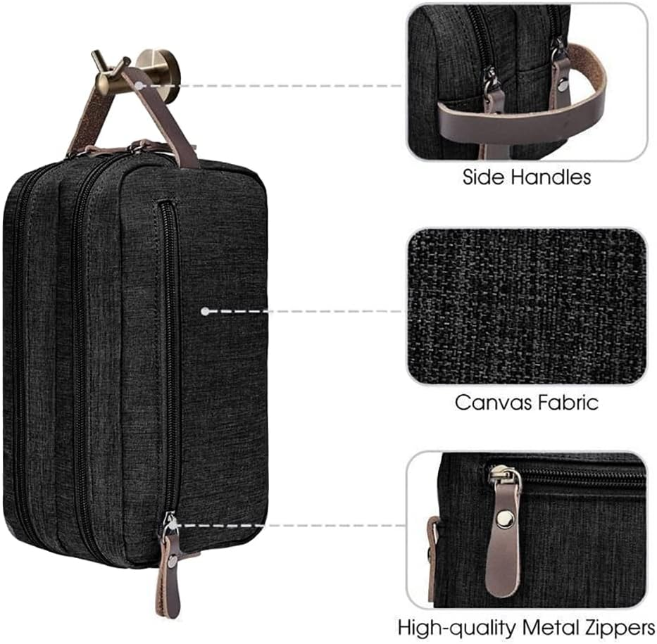 Toiletry Bag for Men, Water Resistant Shaving Cosmetic Bag Large Capacity Travel Organizer (Black) image number 3