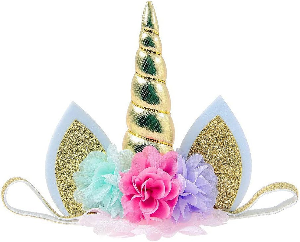 Nishine Baby Elastic Glitter Unicorn Horn Headband Children Unicorn Party Supplies Cosplay Gift