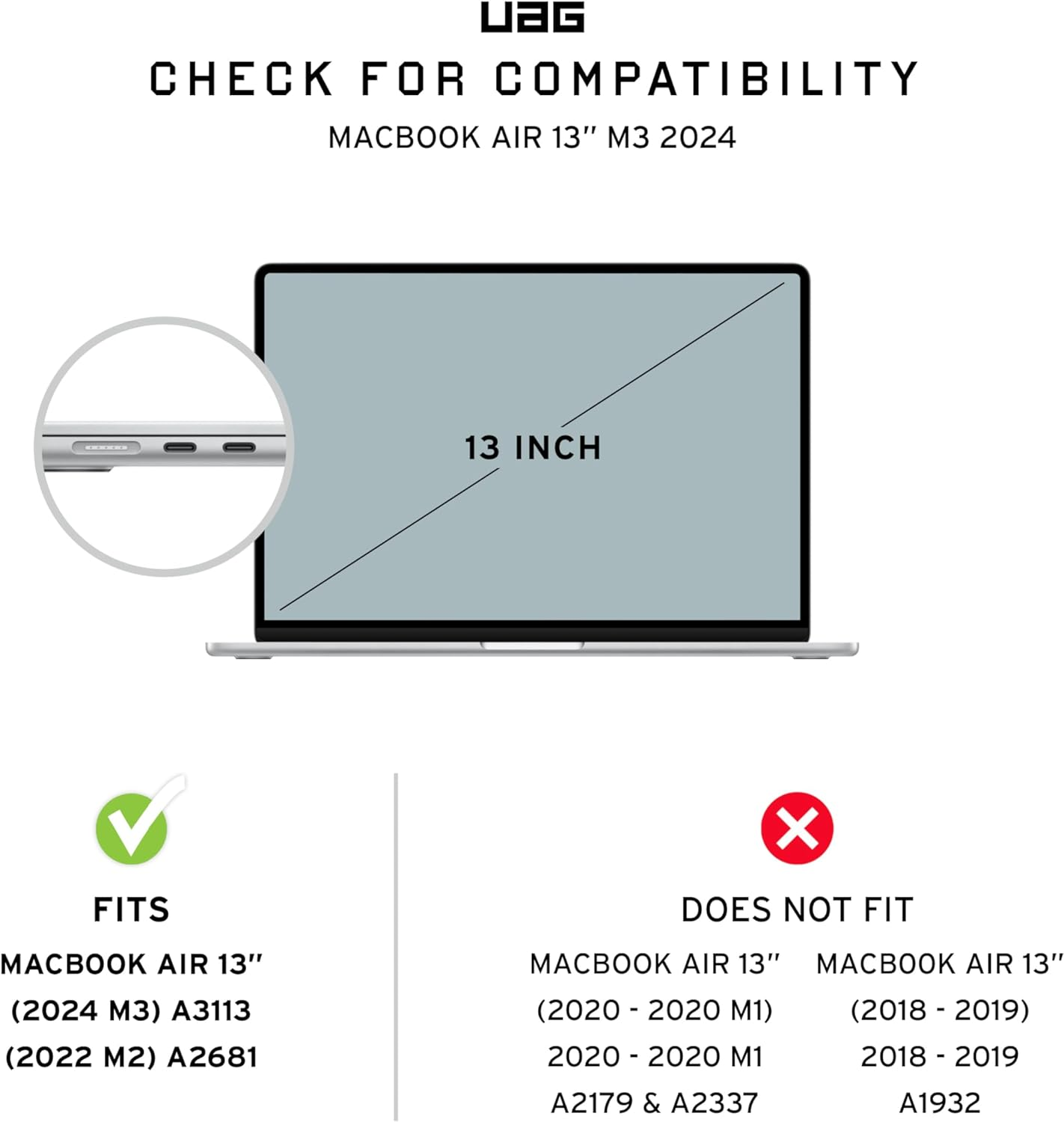 Urban Armor Gear Plyo Case for Apple Macbook Air 13 Inch (M2-2022) Case [US Military Standard Drop Proof Protective Case, Free Access to All Ports] Ice/Black (Transparent) image number 2