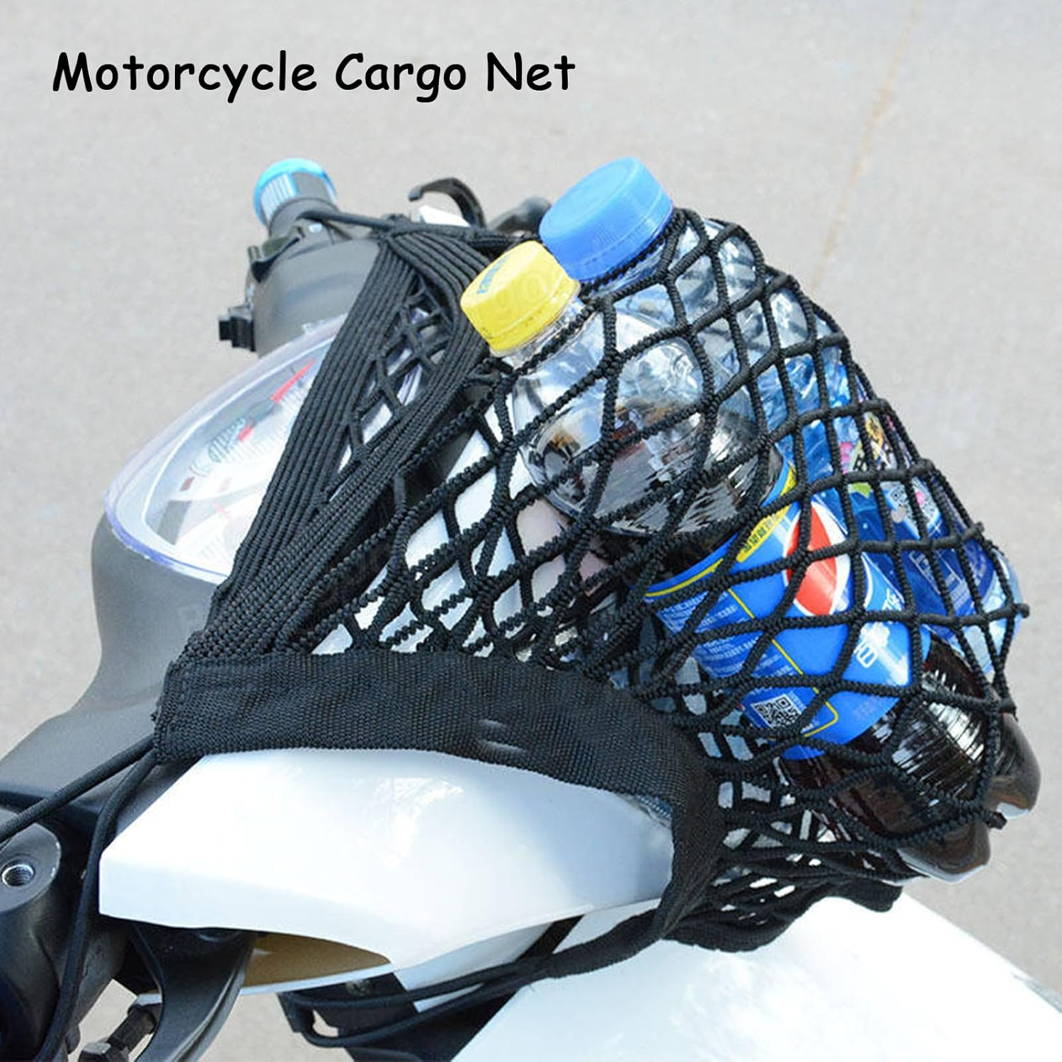 ZMD 2PCS Small Cargo Net for Motorcycle Helmet Storage, 11"X9.8" High-Elastic Double Layer Bungee Net with 4 Strong Hooks, Luggage Strap Rack Expansion Organizer Net Pocket for Motorbike Trike Cycle image number 3