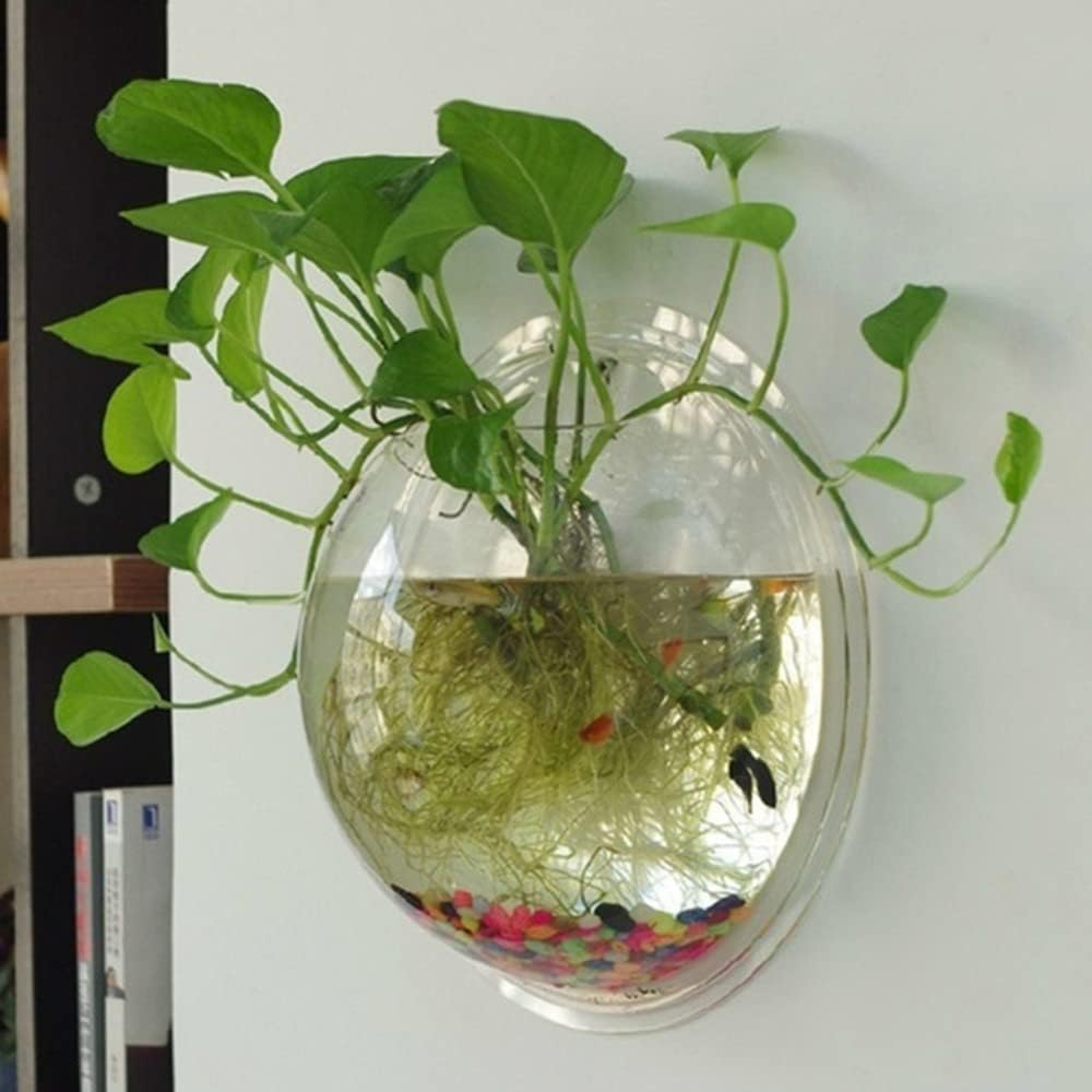 Acrylic Fish Bowl Wall Hanging Aquarium Tank Aquatic Pet Supplies Pot Plant Vase Mounted Home Decoration (Color : Clear, Size : 15Cm) image number 6