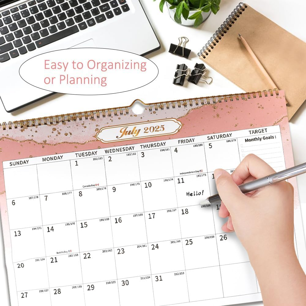 2025 Wall Calendar,January 2025-June 2026,18-Month Calendar 2025-2026 with Blank Blocks for Family Scheduling,Wall Mount,For Organizing at Home,School & Office,Standing Flip Calendar with Thick Paper image number 3