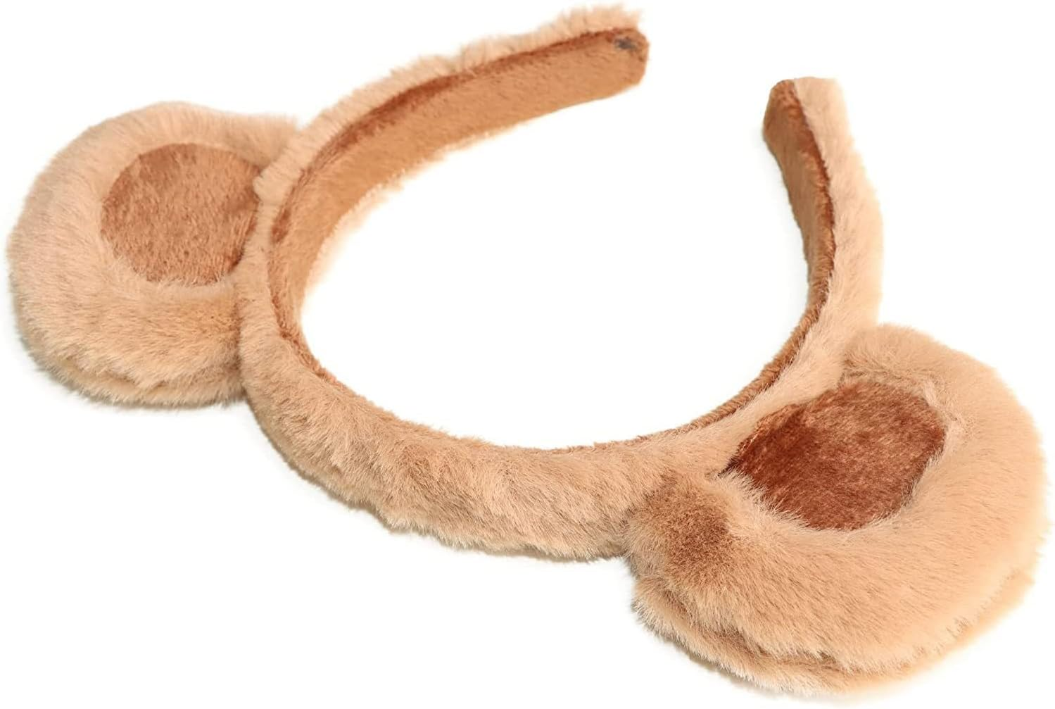 OHEETU Brown Bear Ears Headband Fluffy Animal Ear Hairband Soft Plush Headwear for Makeup Halloween Cosplay Costume Parties image number 4
