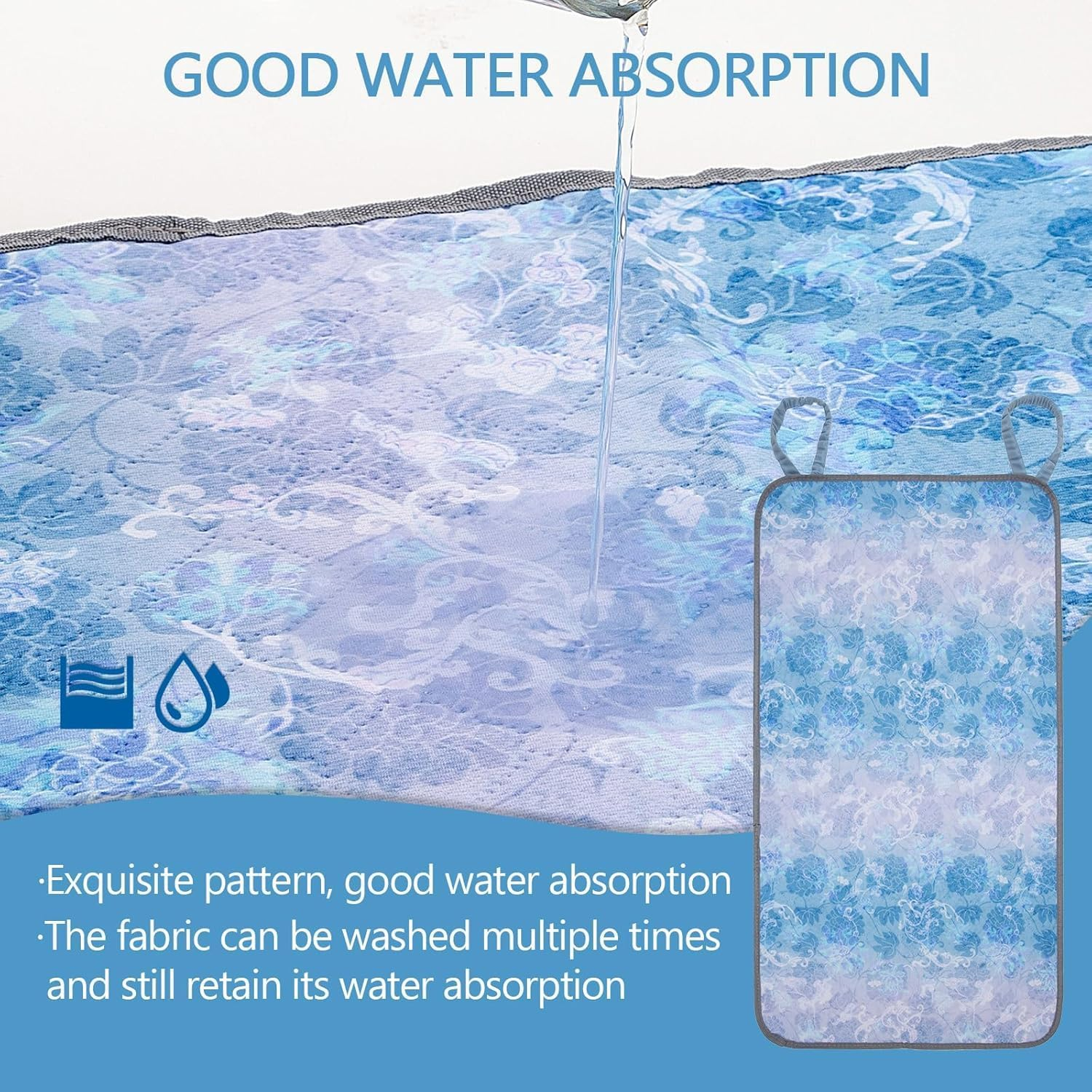 Waterproof Highly Absorbent Incontinence Wheelchair Pads for Elderly, Washable and Reusable Wheelchair Incontinence Pads with Two Loop Handles 35.5" X 18.9" for Most Wheel Chair image number 1