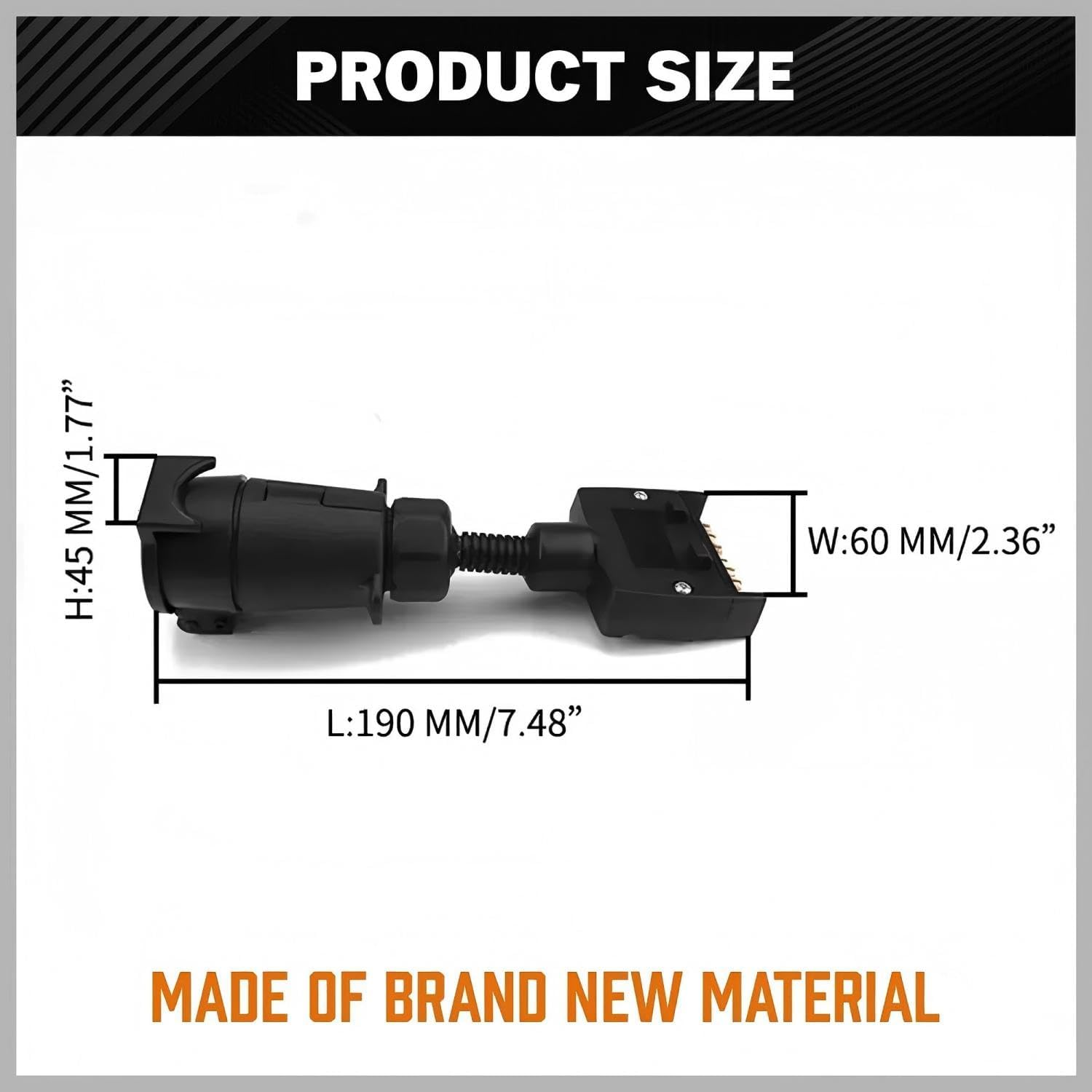 7 Pin round Male Plug to 7 Pin Flat Female Socket Adaptor Trailer Connector Simple Disassemble Trailer Adapter Durable Waterproof for Caravan Boat image number 6