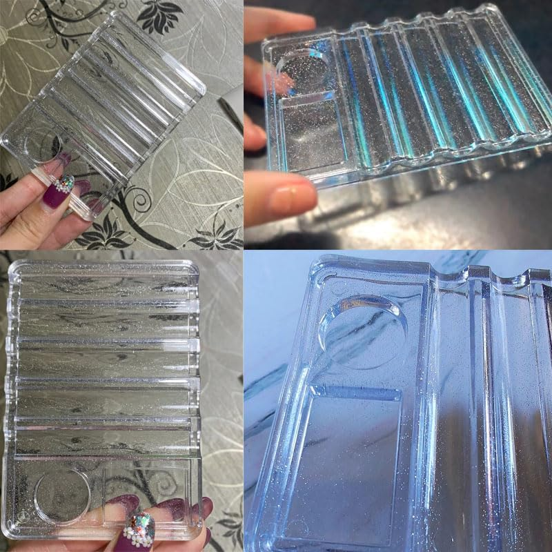 Nentment 3 Pack Nail Brush Holder Base Stand Transparent Portable Mini Rest with Charms Container for Nail Art Brushes Drawing Pencil Painting Pen Liner Rhinestone Gems DIY Manicure image number 4