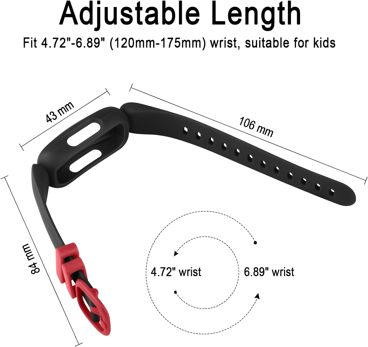 Leonids Sport Bands for Fitbit Ace 3 - 2 Pack Soft TPU Adjustable Replacement Waterproof Strap for Kids Boys Girls image number 5