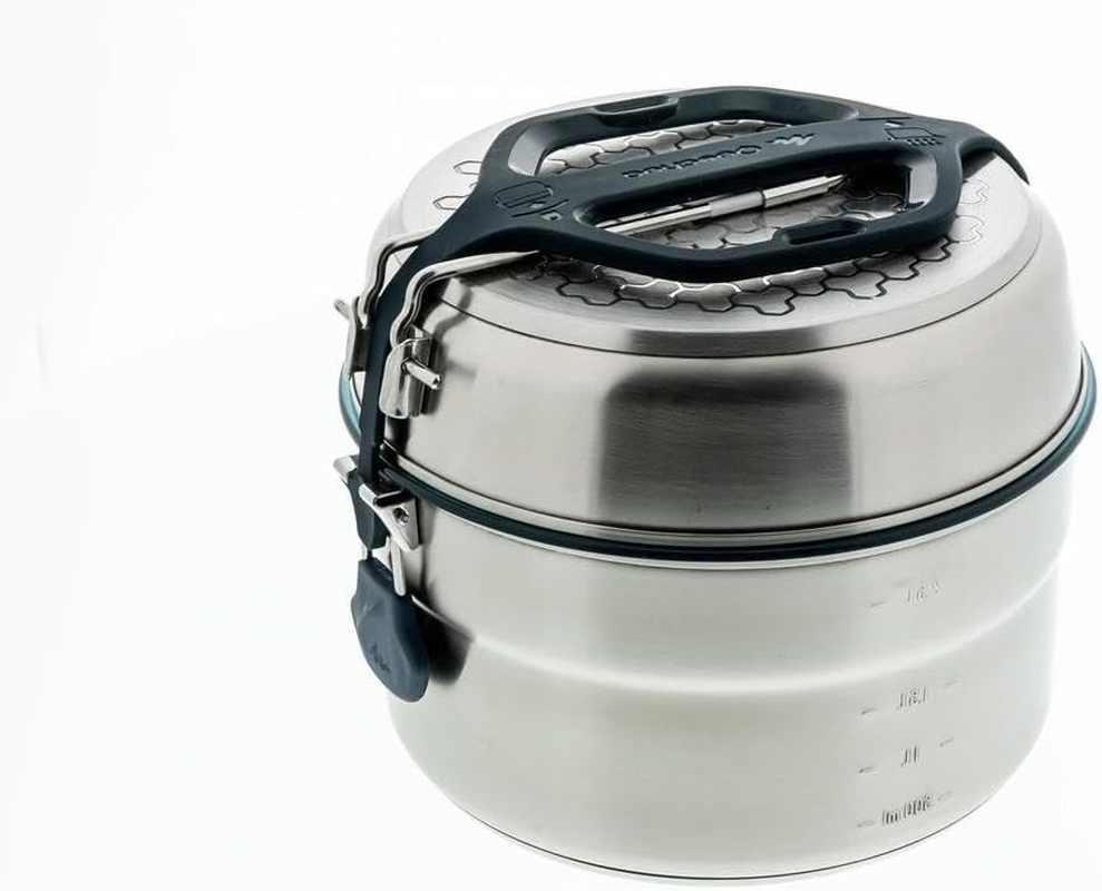 Decathlon MH 500 Stainless Steel Camper'S Non-Stick Cook Set 4 Person Unique Size Dark Grey image number 2